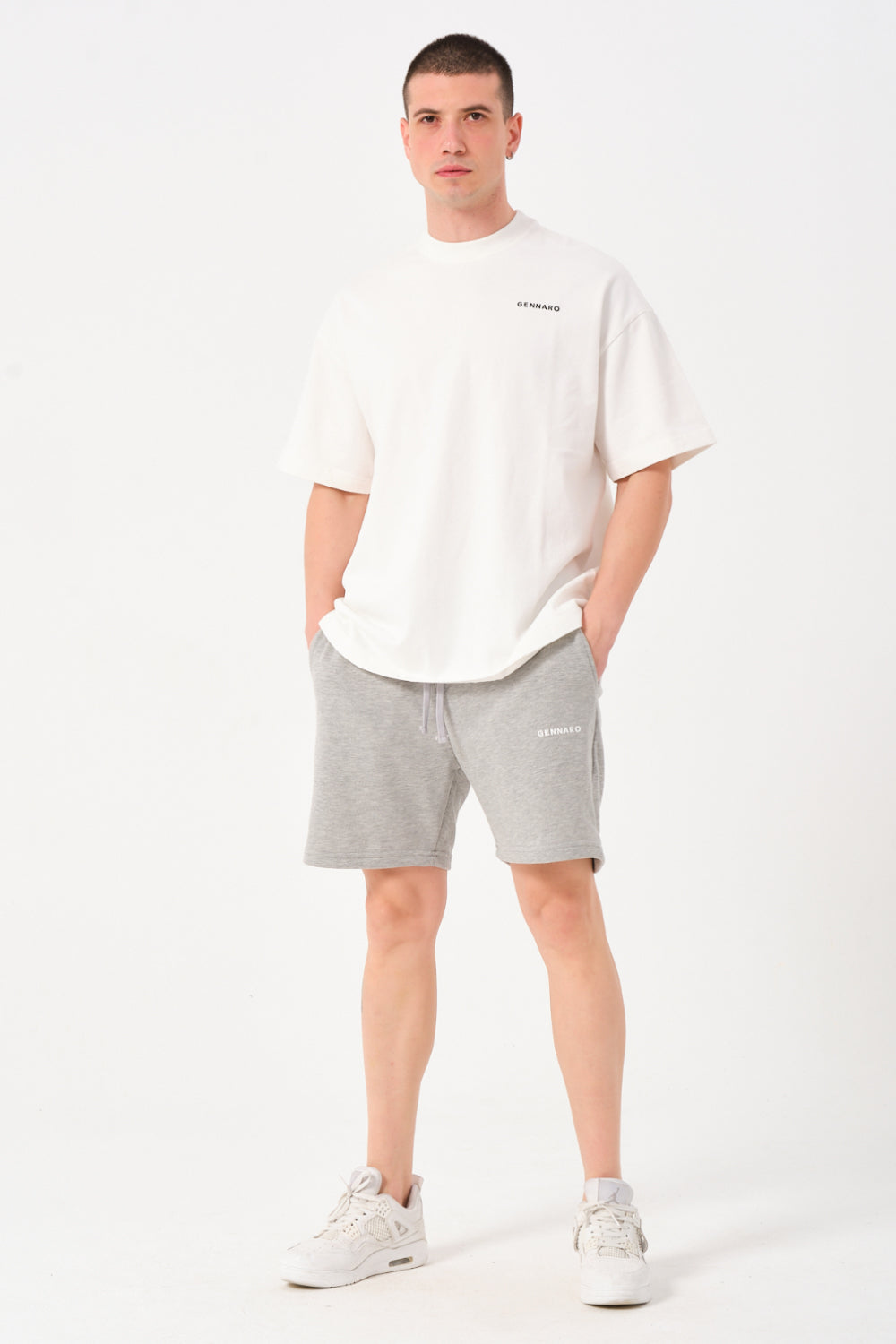 Gennaro-Basic Sweat Short - Gri-Şort-3-Milagron.com