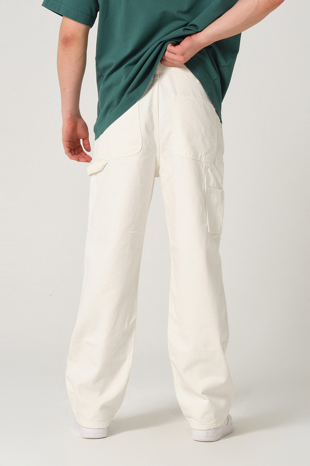 Gennaro-Carpenter Pants - Beyaz-Kot Pantolon-4-Milagron.com