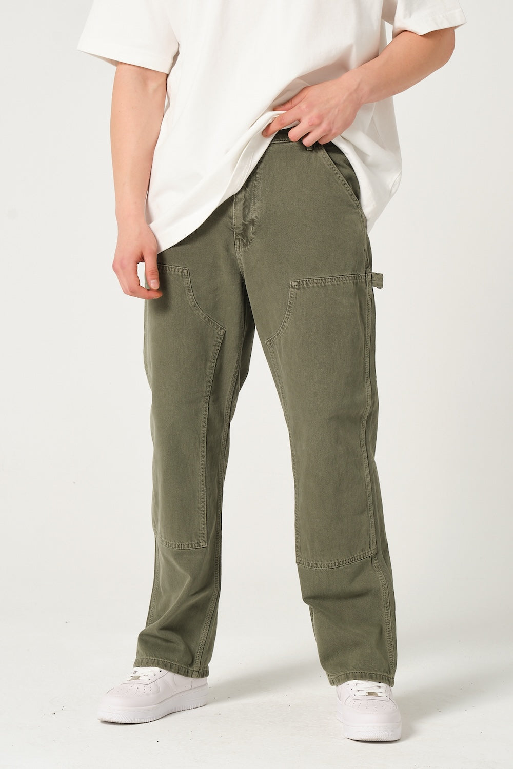 Gennaro-Carpenter Pants - Haki-Kot Pantolon-1-Milagron.com