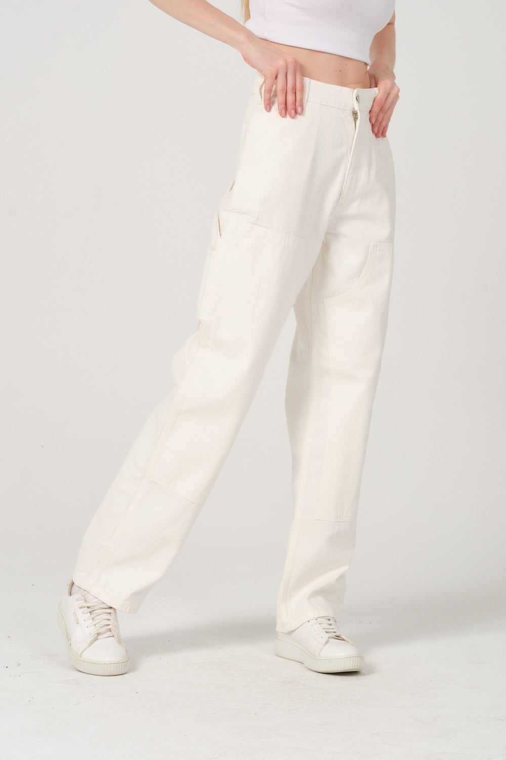 Gennaro-Carpenter Pants - Women Beyaz-Kot Pantolon-1-Milagron.com