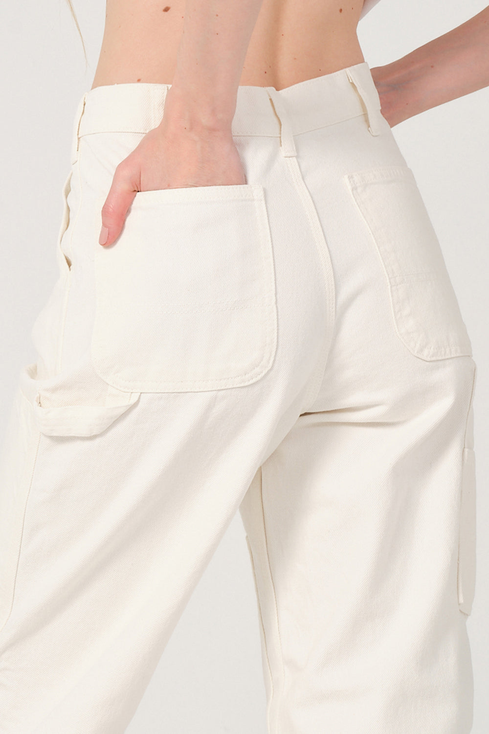 Gennaro-Carpenter Pants - Women Beyaz-Kot Pantolon-2-Milagron.com