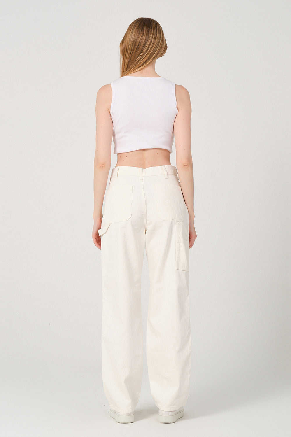 Gennaro-Carpenter Pants - Women Beyaz-Kot Pantolon-3-Milagron.com