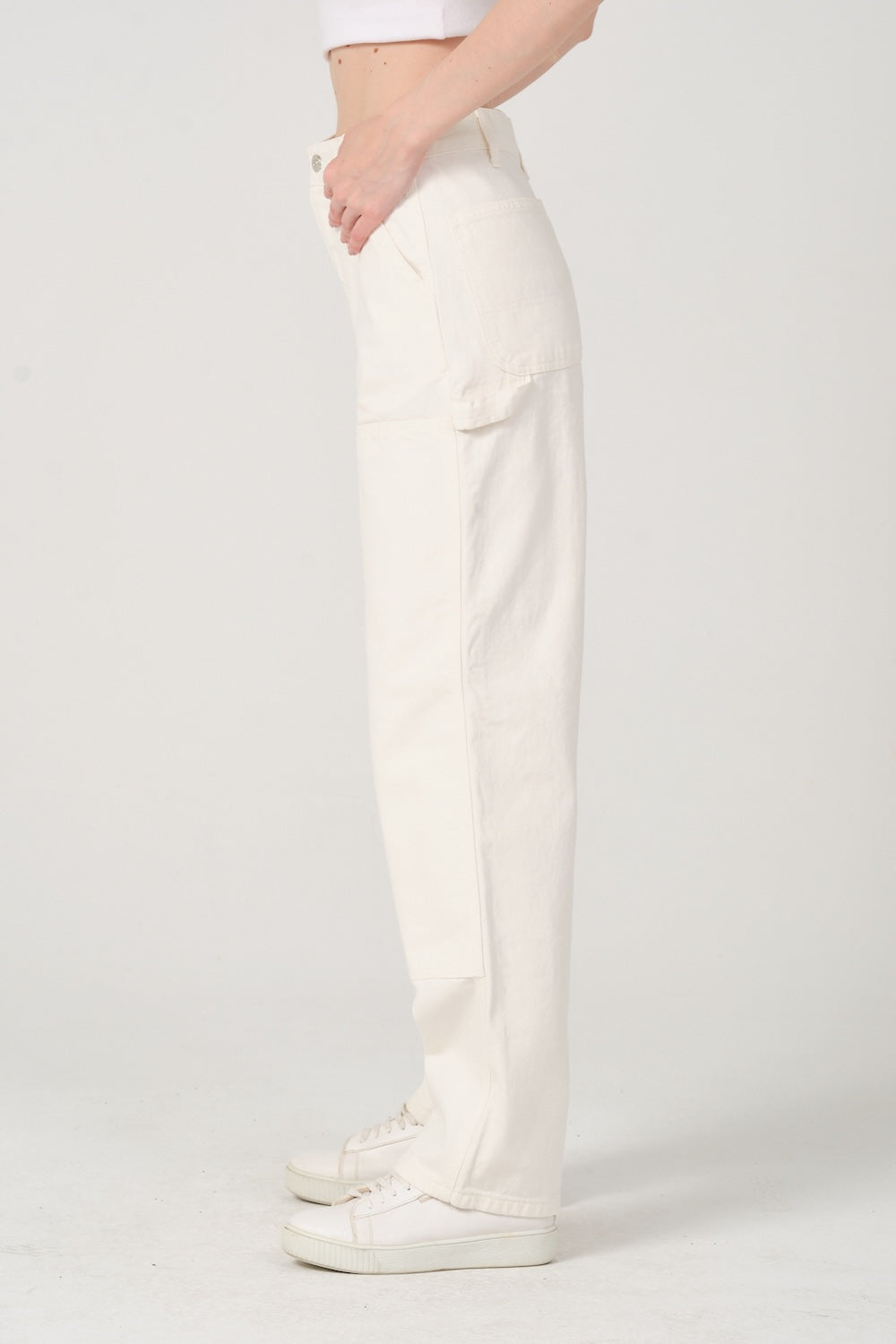 Gennaro-Carpenter Pants - Women Beyaz-Kot Pantolon-4-Milagron.com