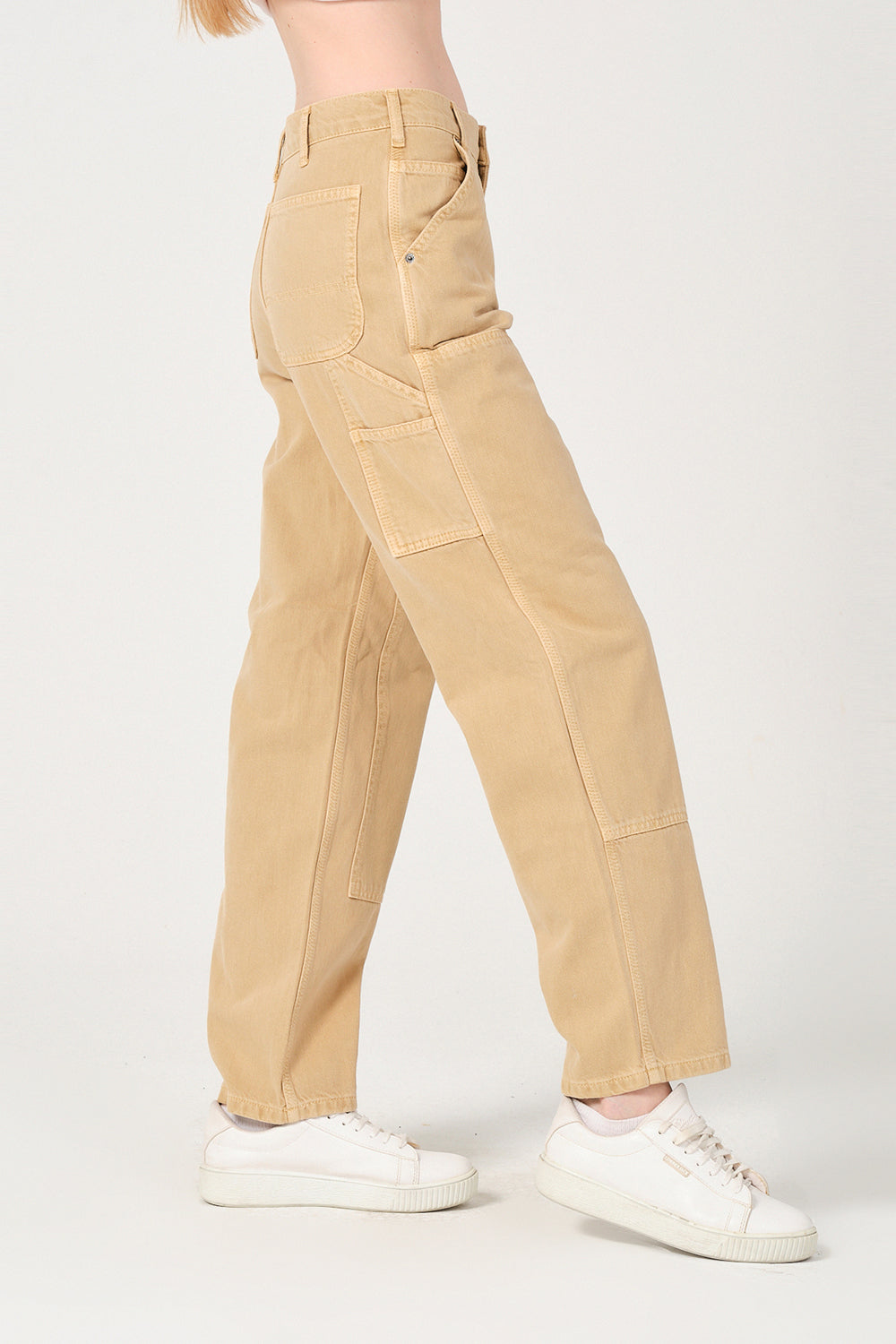 Gennaro-Carpenter Pants - Women Camel-Kot Pantolon-1-Milagron.com