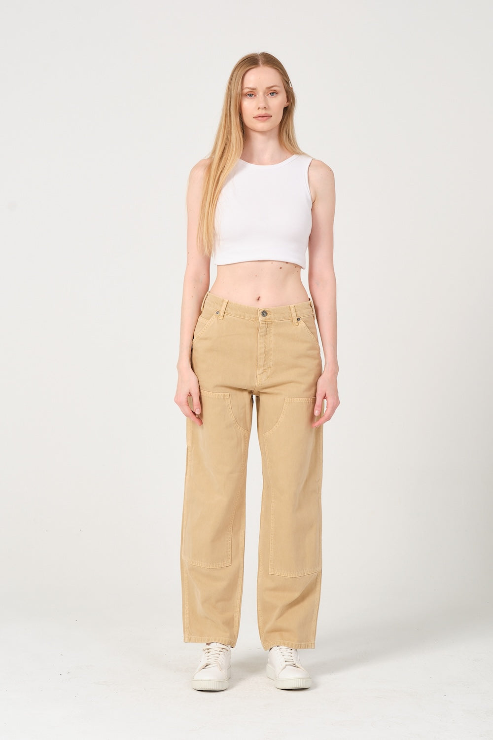 Gennaro-Carpenter Pants - Women Camel-Kot Pantolon-3-Milagron.com