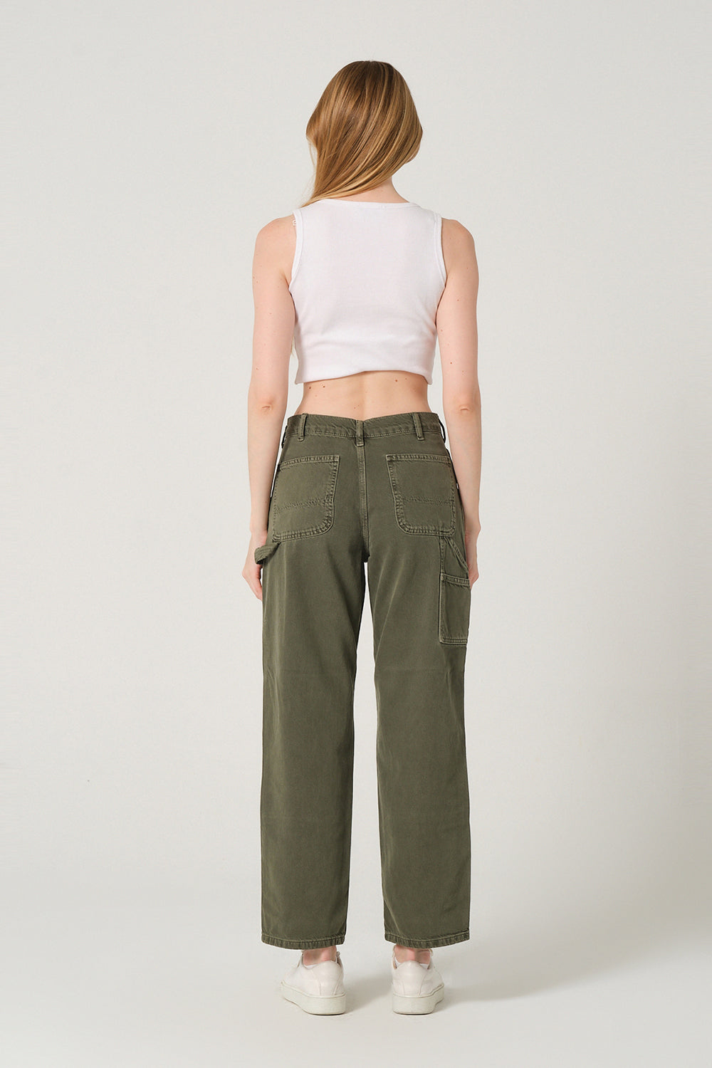Gennaro-Carpenter Pants- Women Haki-Kot Pantolon-3-Milagron.com