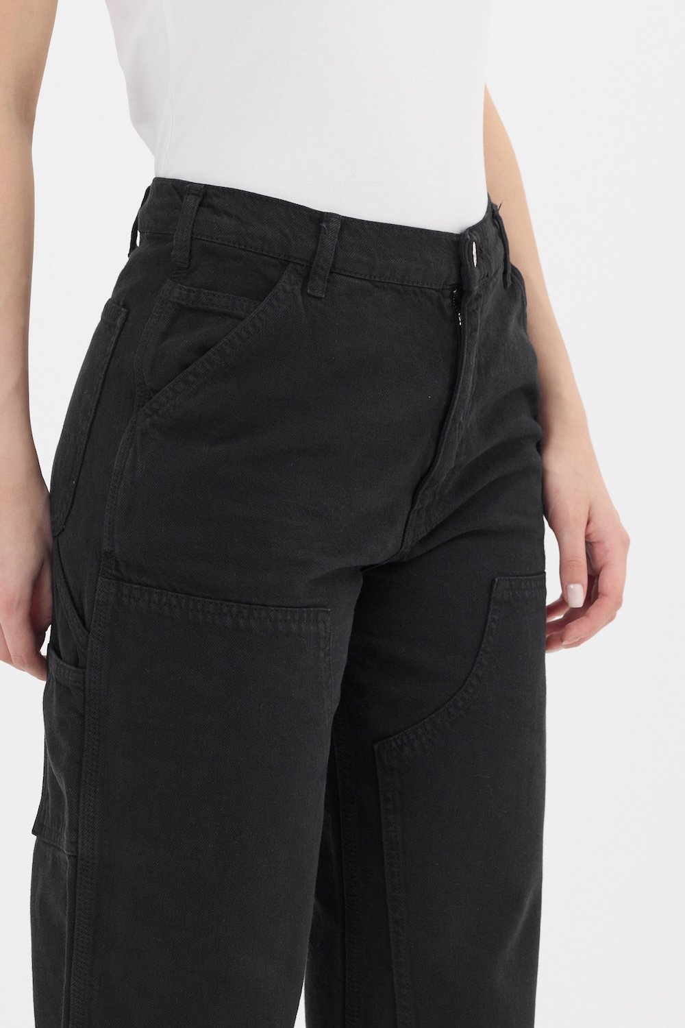 Gennaro-Carpenter Pants - Women Siyah-Kot Pantolon-4-Milagron.com
