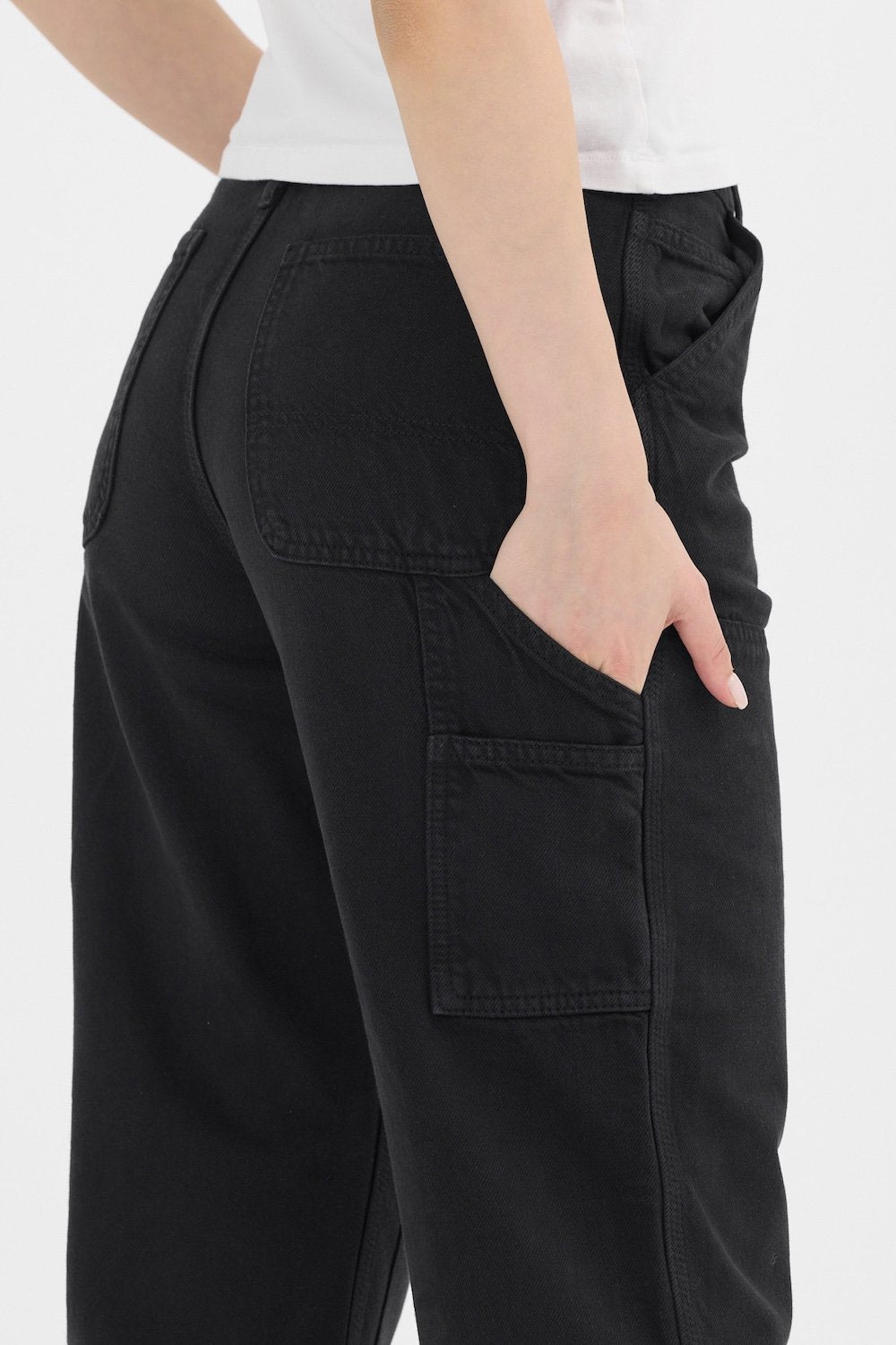 Gennaro-Carpenter Pants - Women Siyah-Kot Pantolon-5-Milagron.com