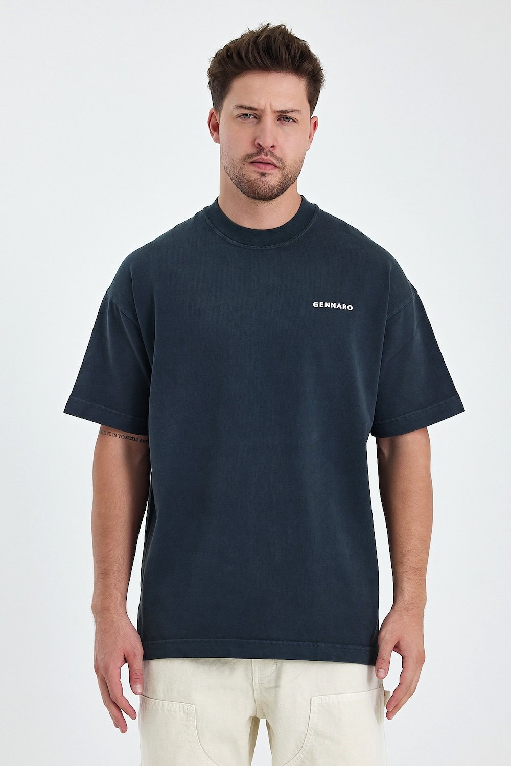 Gennaro-Heavyweight Oversize T-shirt - Antrasit-T-Shirts-1-Milagron.com