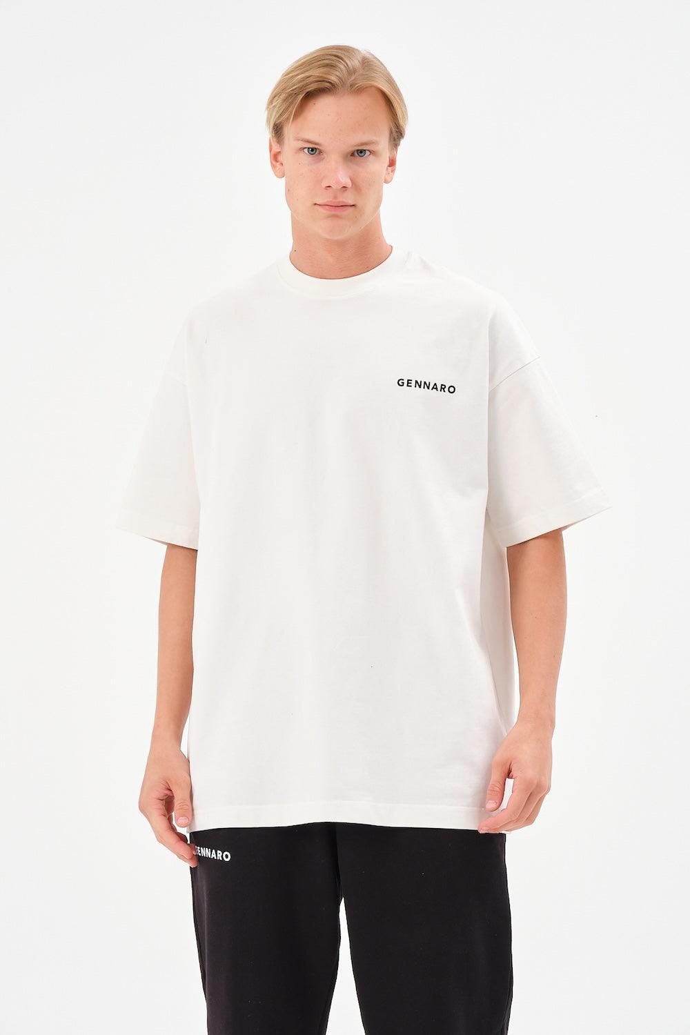 Gennaro-Heavyweight Oversize T-shirt - Beyaz-T-Shirts-1-Milagron.com