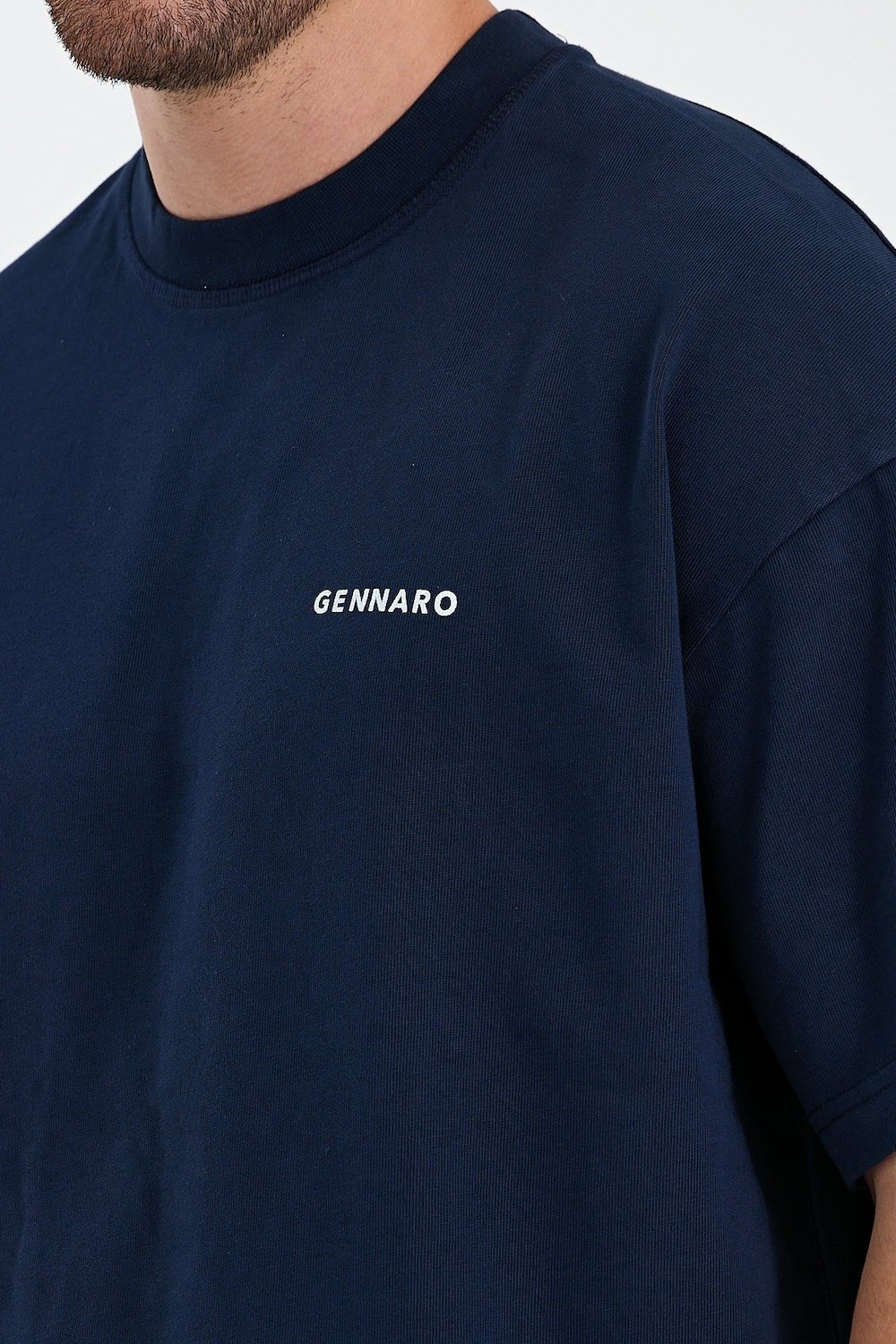 Gennaro-Heavyweight Oversize T-shirt - Koyu Lacivert-T-Shirts-5-Milagron.com