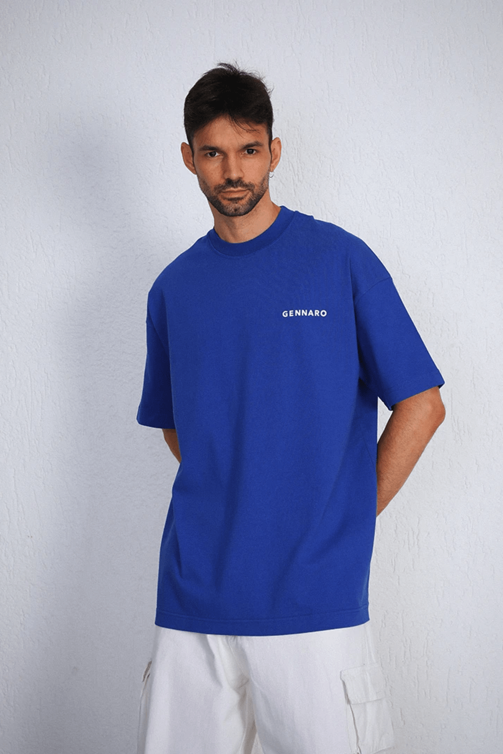 Gennaro-Heavyweight Oversize T-shirt - Mavi-T-Shirts-1-Milagron.com