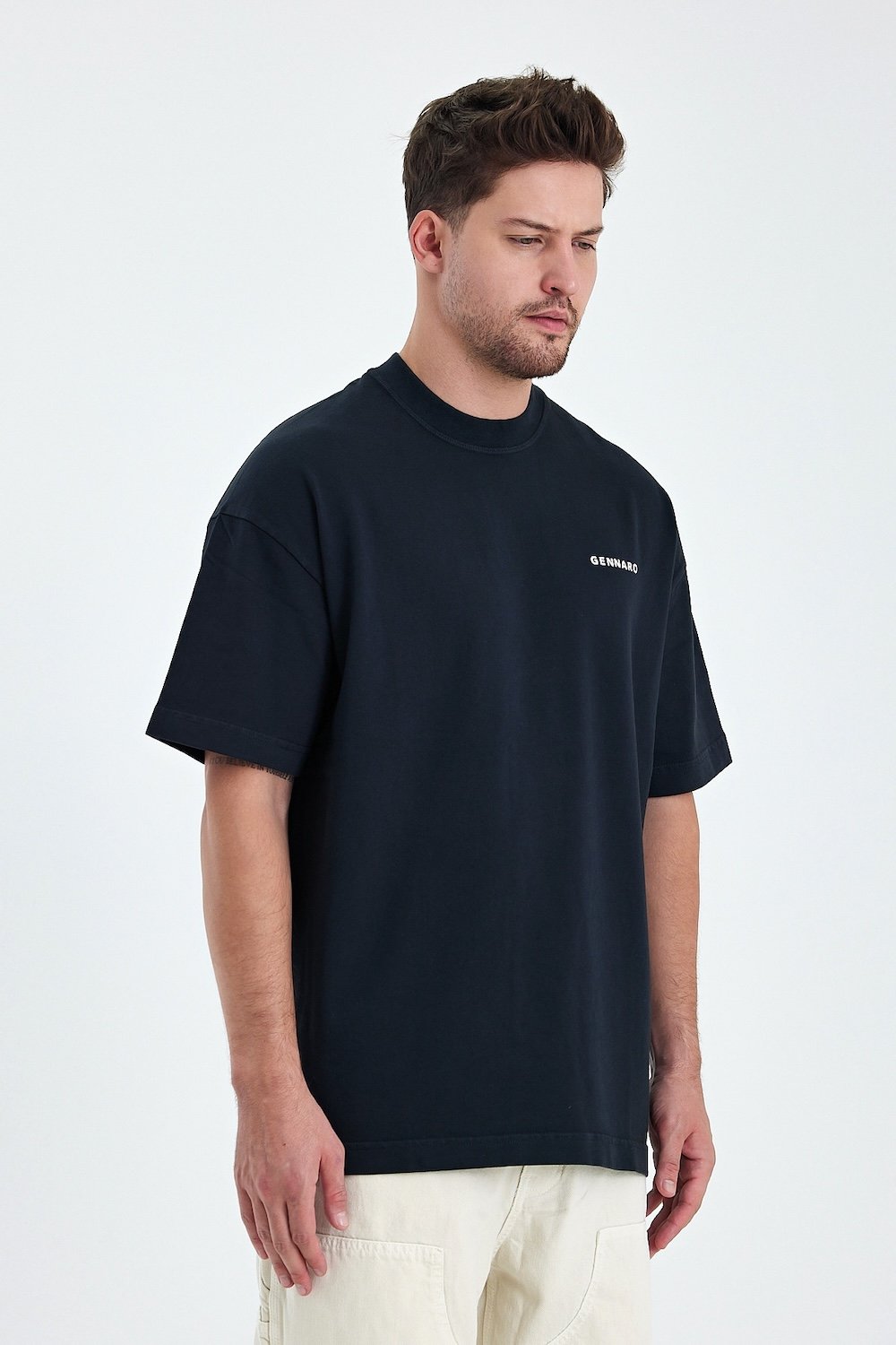 Gennaro-Heavyweight Oversize T-shirt - Siyah-T-Shirts-4-Milagron.com