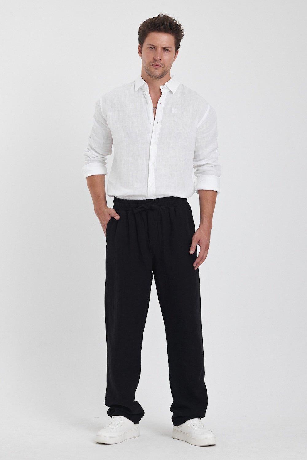 Gennaro-Müslin Pantolon-Keten Pantolon-2-Milagron.com