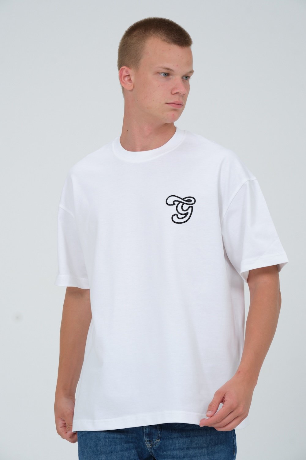 Gennaro-Nakışlı G Logo T-shirt-T-Shirts-3-Milagron.com