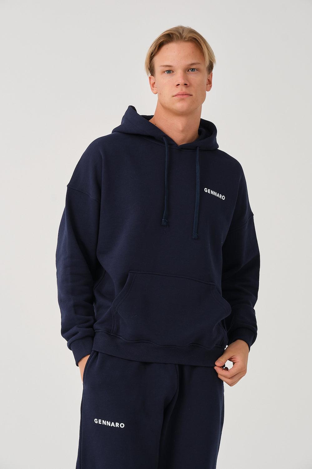 Gennaro-Oversize Sweatshirt - Lacivert-Sweatshirts & Hoodies-1-Milagron.com