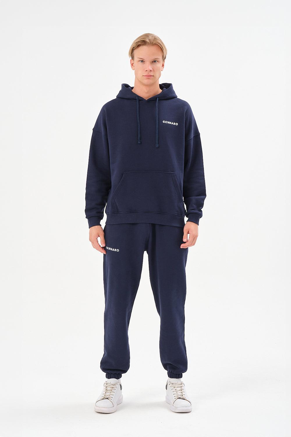 Gennaro-Oversize Sweatshirt - Lacivert-Sweatshirts & Hoodies-3-Milagron.com