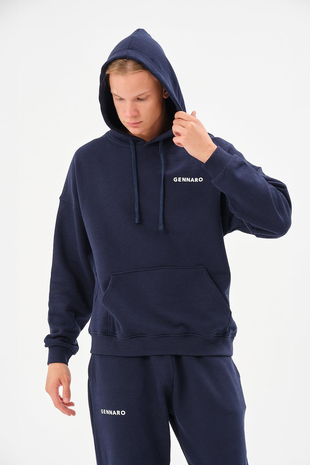 Gennaro-Oversize Sweatshirt - Lacivert-Sweatshirts & Hoodies-5-Milagron.com