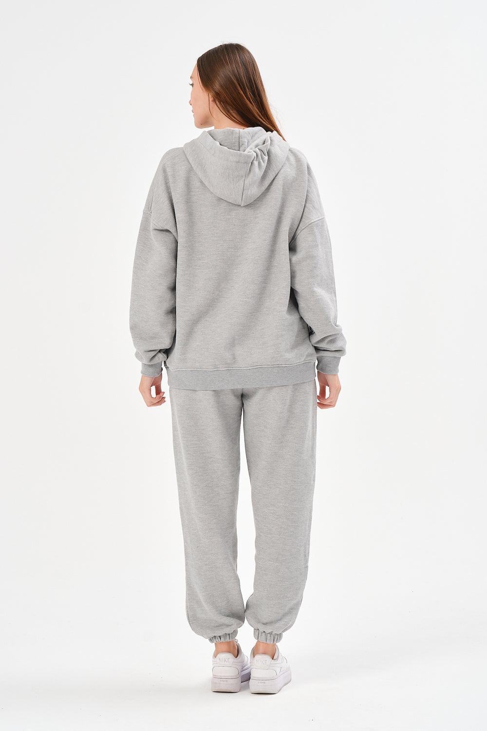 Gennaro-Oversize Zip Hoodie - Gri-Sweatshirts & Hoodies-4-Milagron.com