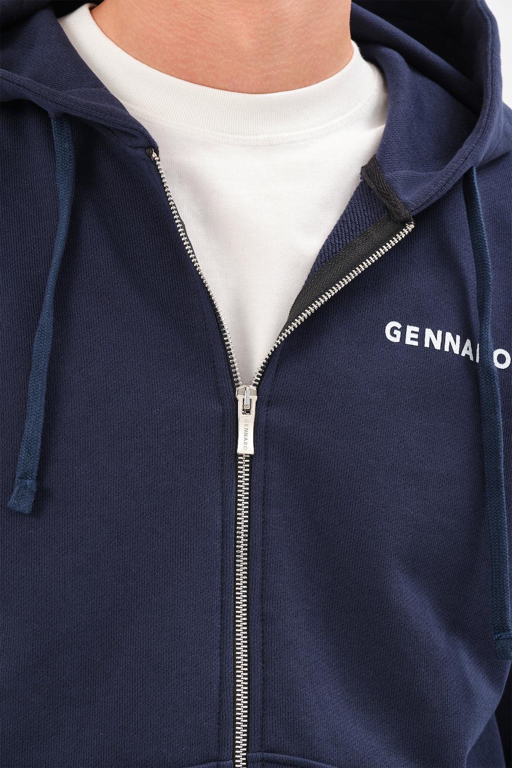 Gennaro-Oversize Zip Hoodie - Lacivert-Sweatshirts & Hoodies-2-Milagron.com