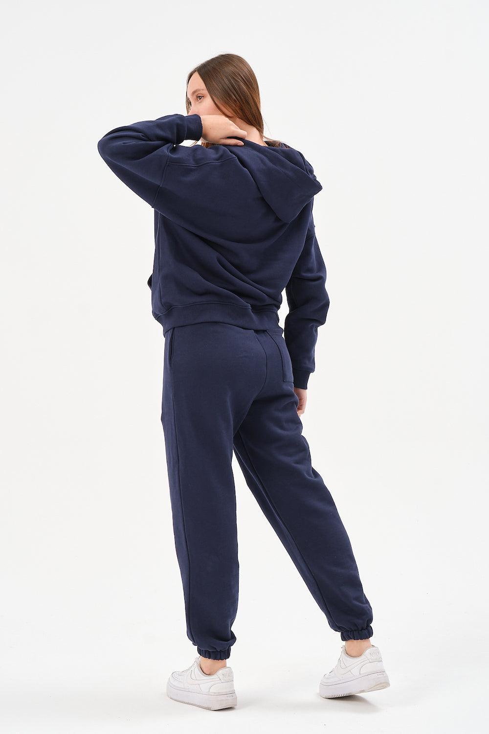 Gennaro-Oversize Zip Hoodie - Lacivert-Sweatshirts & Hoodies-4-Milagron.com