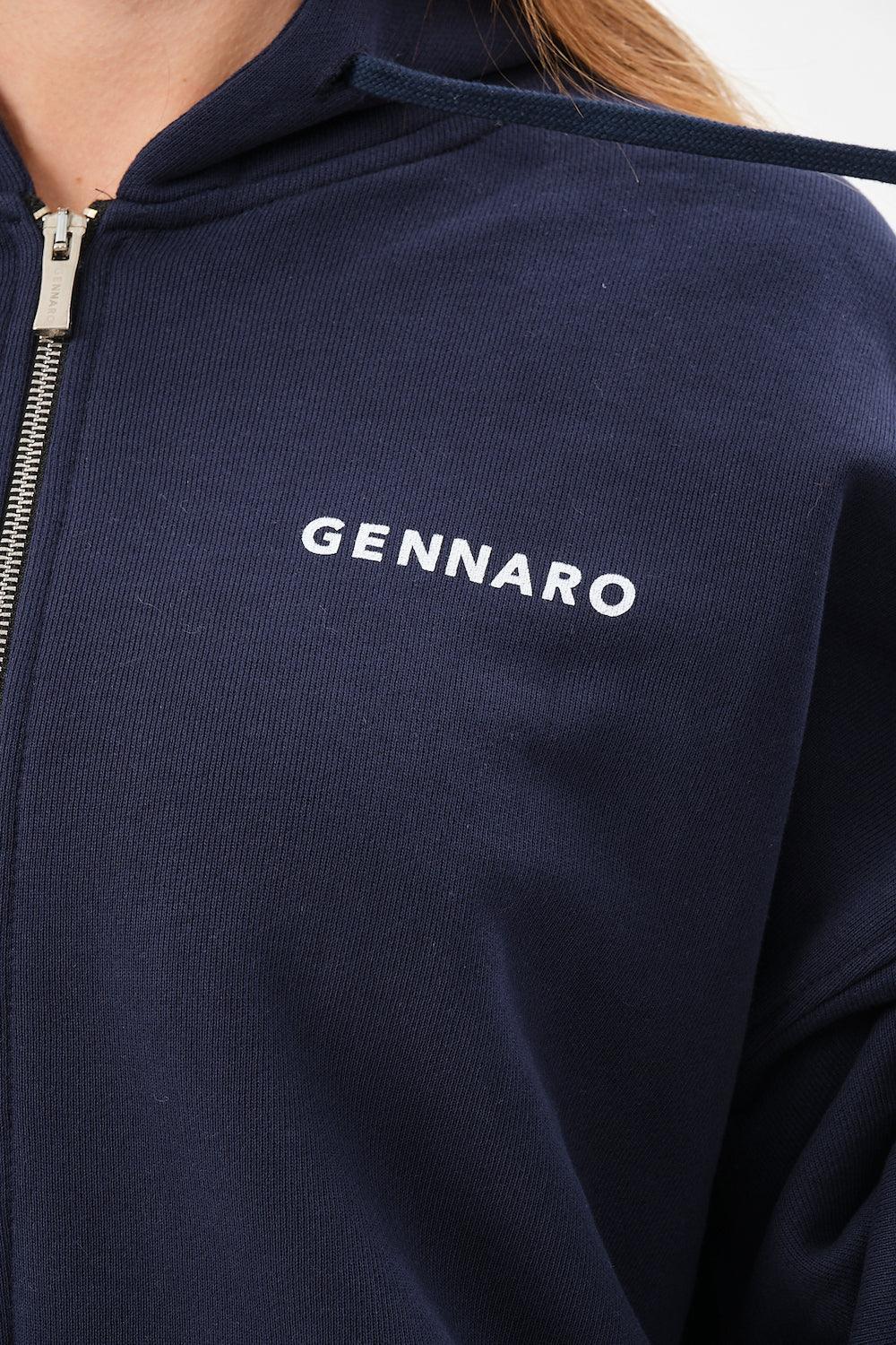 Gennaro-Oversize Zip Hoodie - Lacivert-Sweatshirts & Hoodies-5-Milagron.com