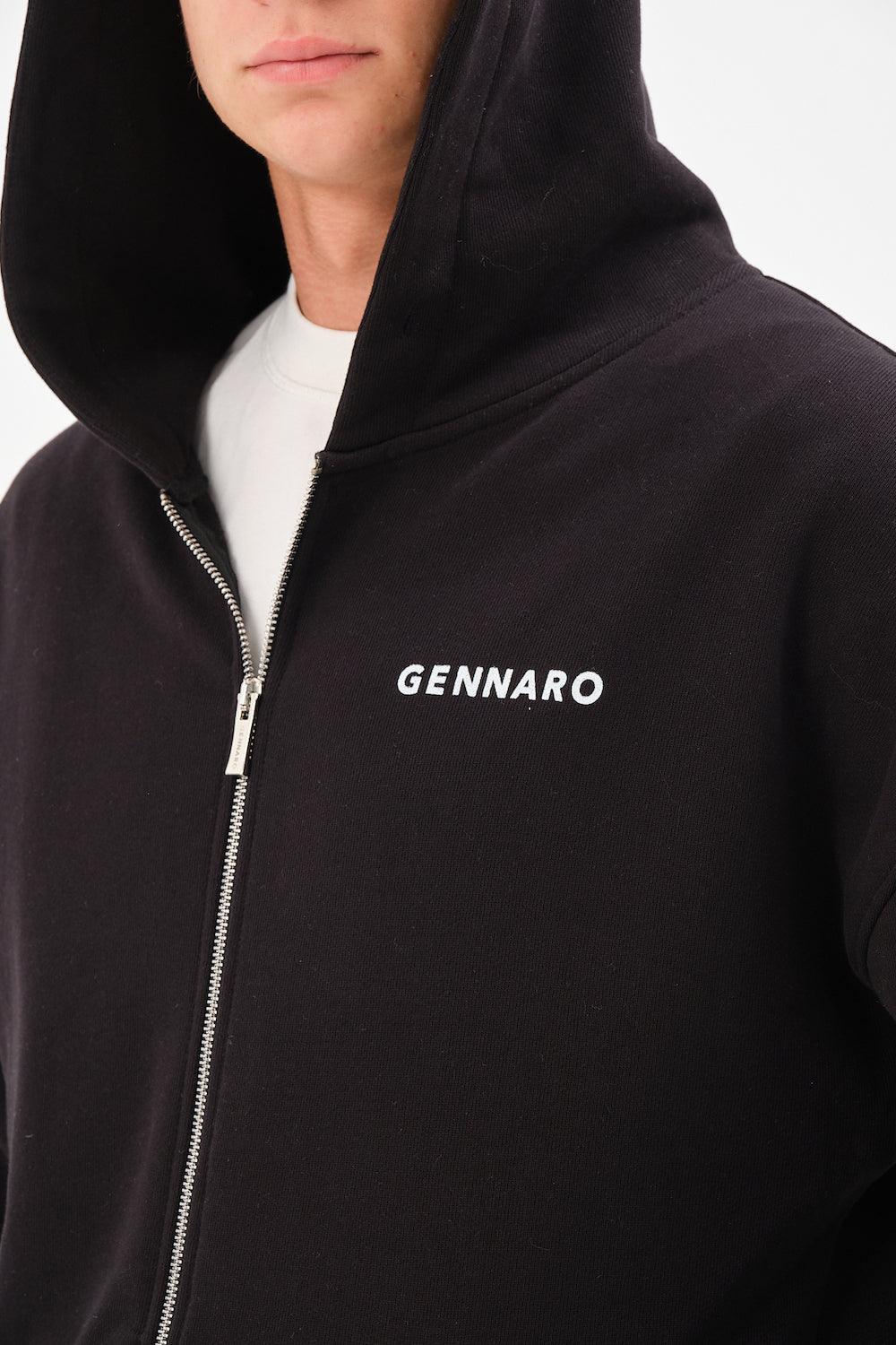 Gennaro-Oversize Zip Hoodie - Siyah-Sweatshirts & Hoodies-5-Milagron.com