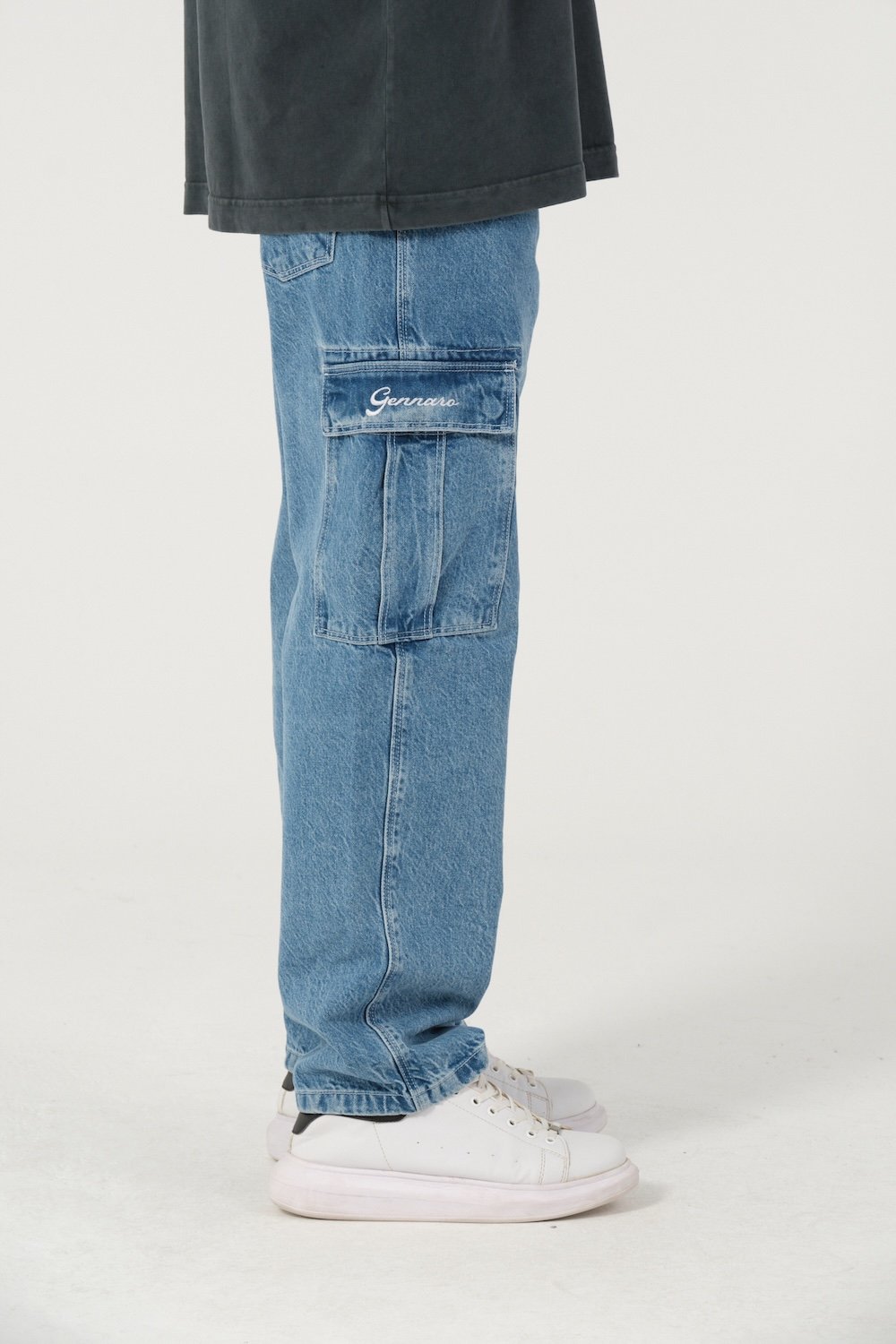 Gennaro-Relax Fit Denim Kargo-Kot Pantolon-3-Milagron.com