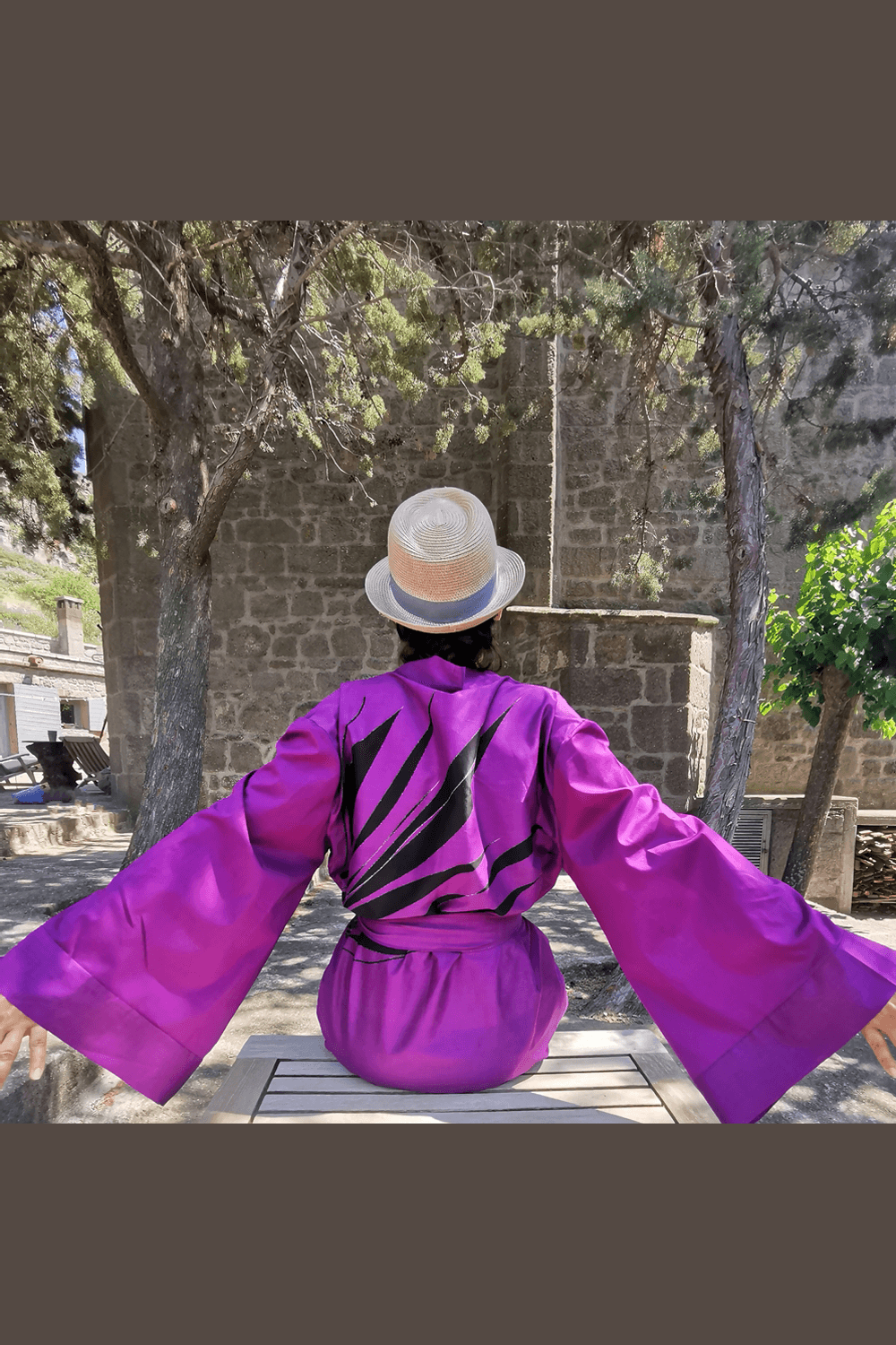 Geomi-Floral Kimono - Fuşya-Kimono-6-Milagron.com