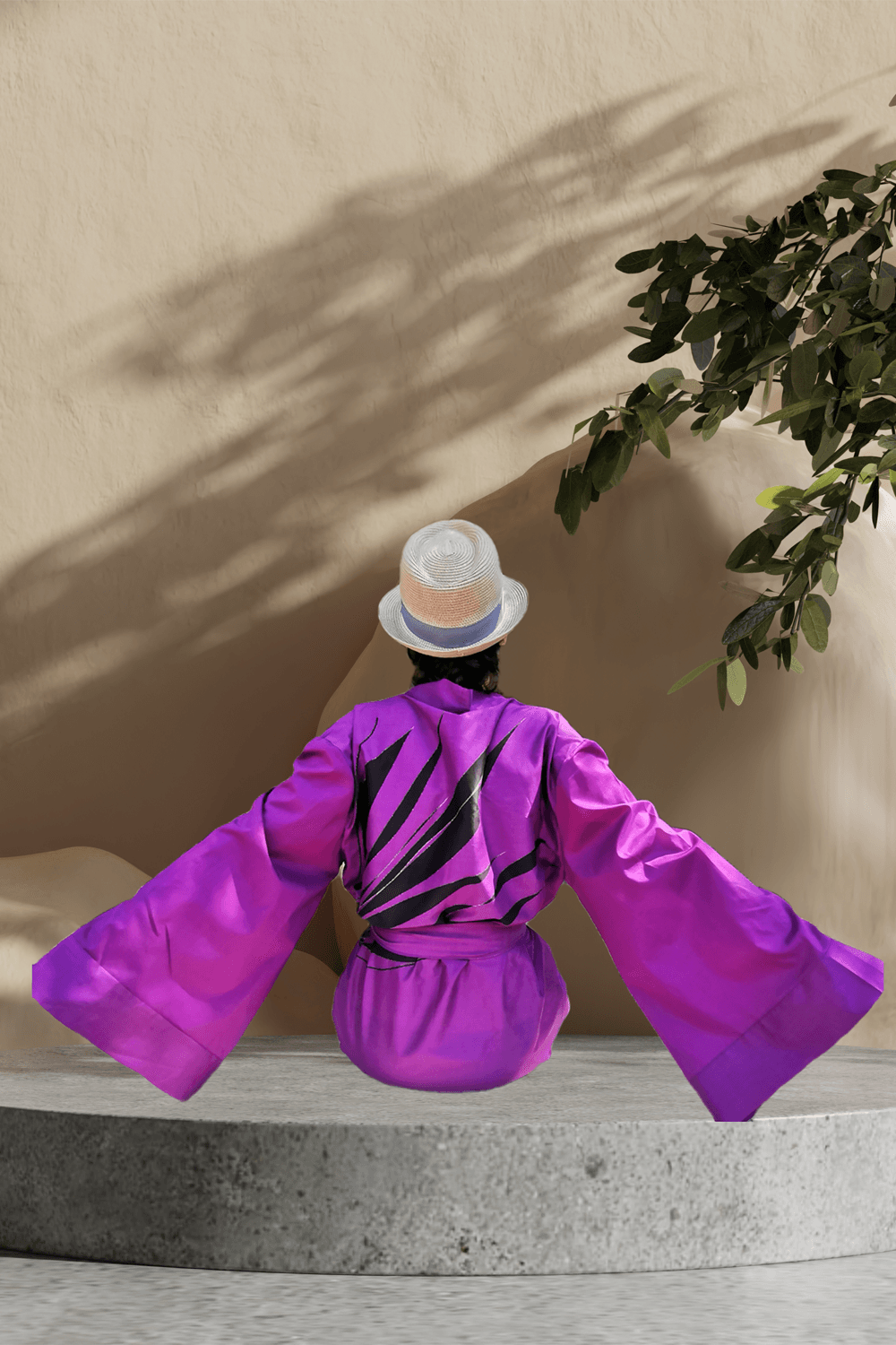 Geomi-Floral Kimono - Fuşya-Kimono-7-Milagron.com