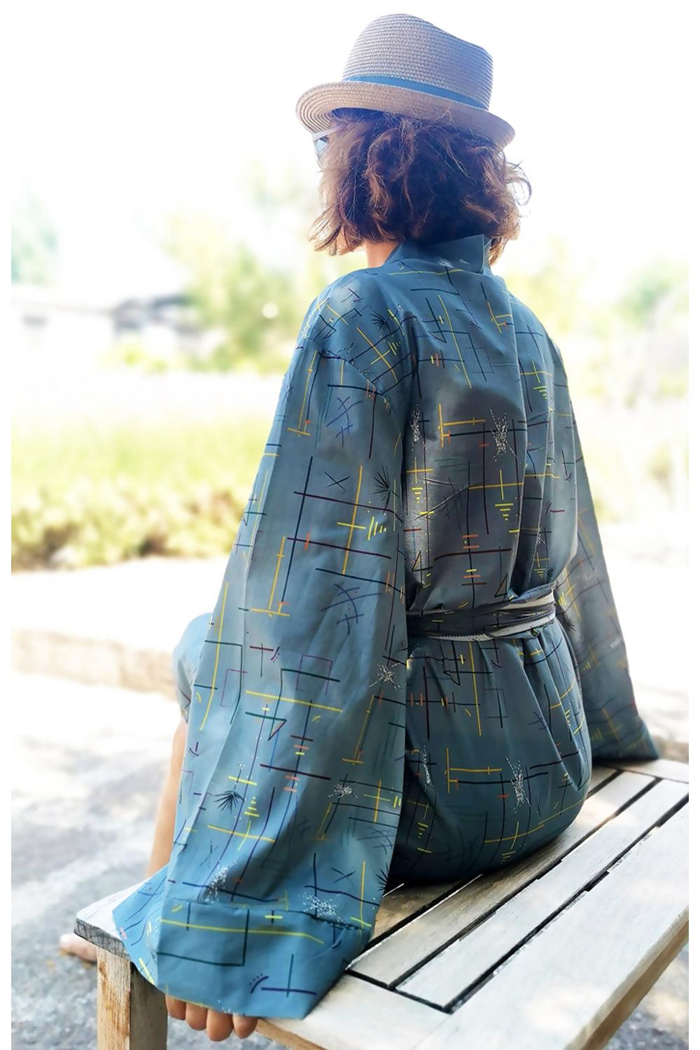 Geomi-Japan Dreaming Kimono - Su Yesili-Kimono-3-Milagron.com