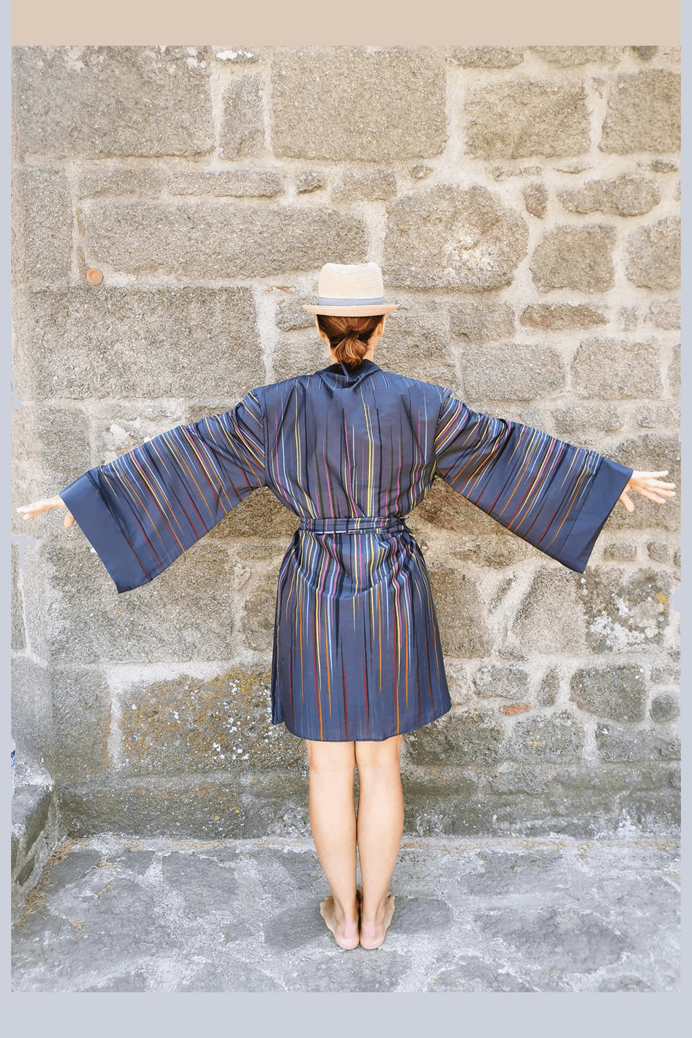 Geomi-Rainbow Kimono - Lacivert-Kimono-2-Milagron.com