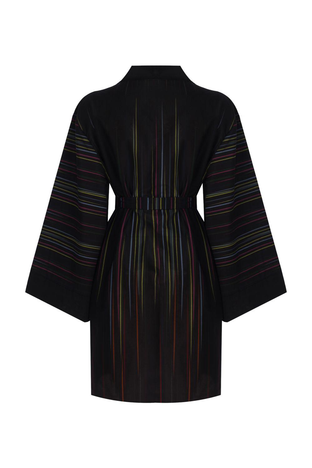 Geomi-Rainbow Kimono - Siyah-Kimono-1-Milagron.com