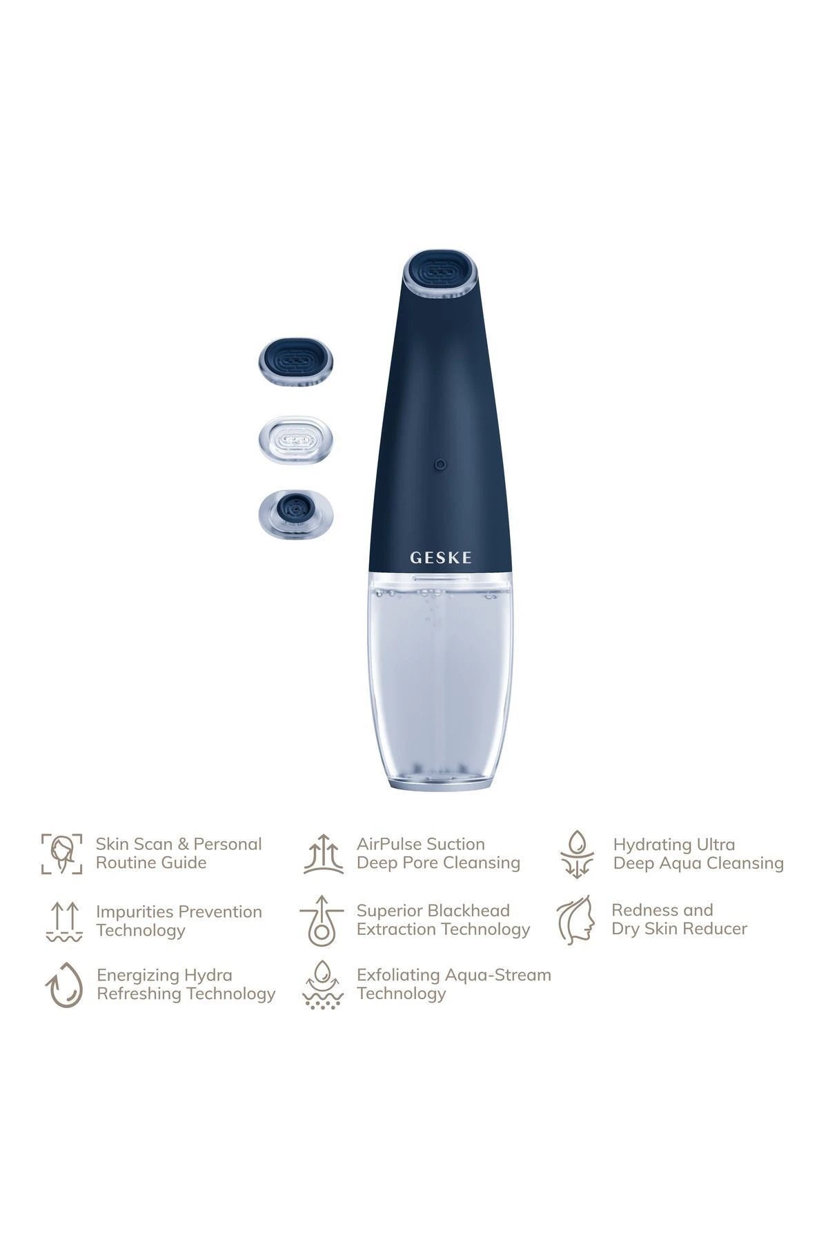 Geske-Aqua Stream Çift Başlıklı Siyah Nokta Ve Yüz Temizleme Cihazı | Aqua Stream Face Cleanser-Cilt Bakım Aletleri-32-Milagron.com