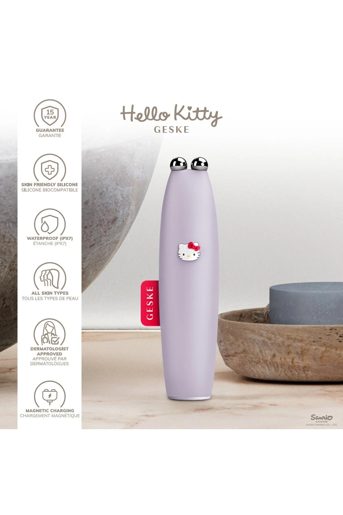 Geske-Hello Kitty Titreşimli Mikro Akım Yüz Sıkılaştırıcı Akıllı Kalem | Microcurrent Face Lift Pen-Cilt Bakım Aletleri-3-Milagron.com