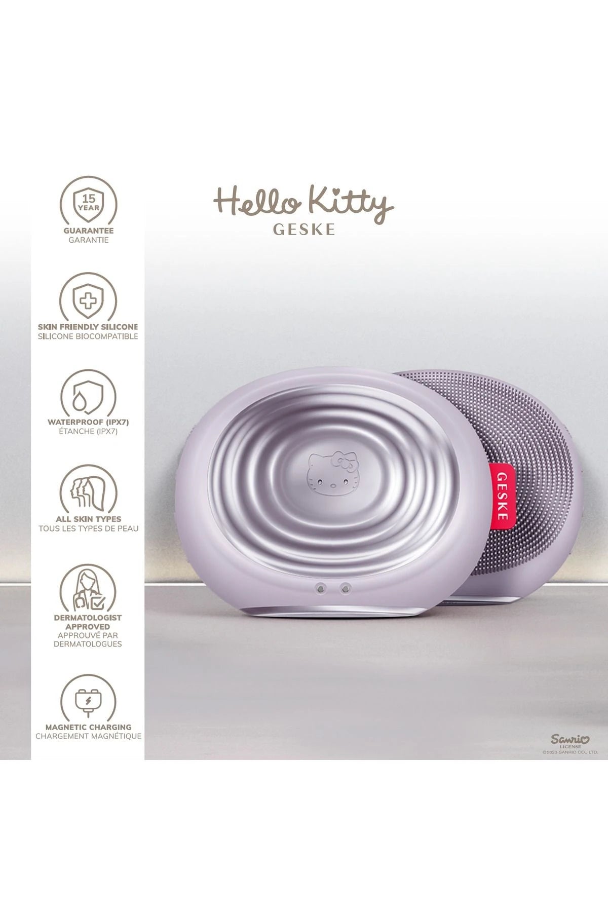 Geske-Hello Kitty Titreşimli Yüz Temizleme Ve Isılı Masaj Cihazı | Sonic Thermo Facial Brush-Cilt Bakım Aletleri-10-Milagron.com