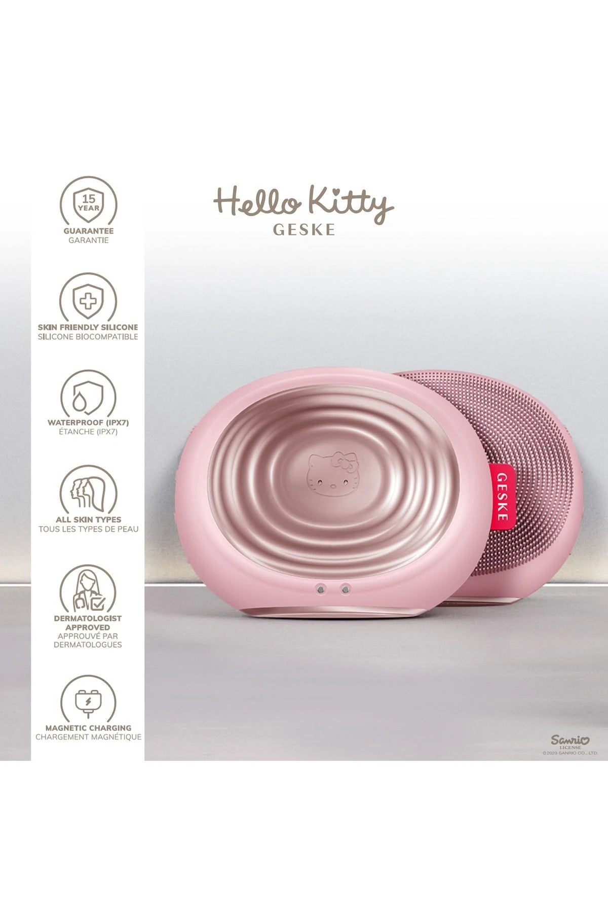 Geske-Hello Kitty Titreşimli Yüz Temizleme Ve Isılı Masaj Cihazı | Sonic Thermo Facial Brush-Cilt Bakım Aletleri-3-Milagron.com