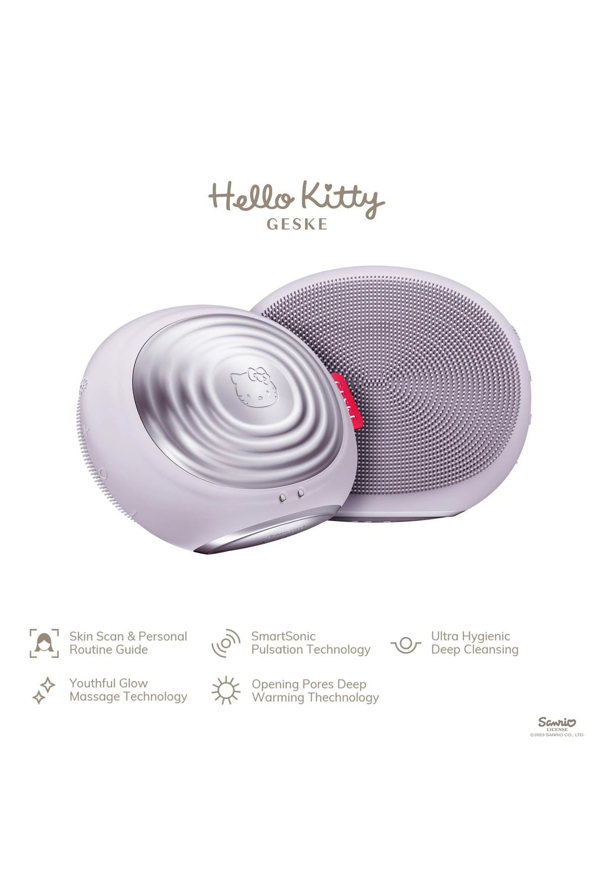 Geske-Hello Kitty Titreşimli Yüz Temizleme Ve Isılı Masaj Cihazı | Sonic Thermo Facial Brush-Cilt Bakım Aletleri-9-Milagron.com