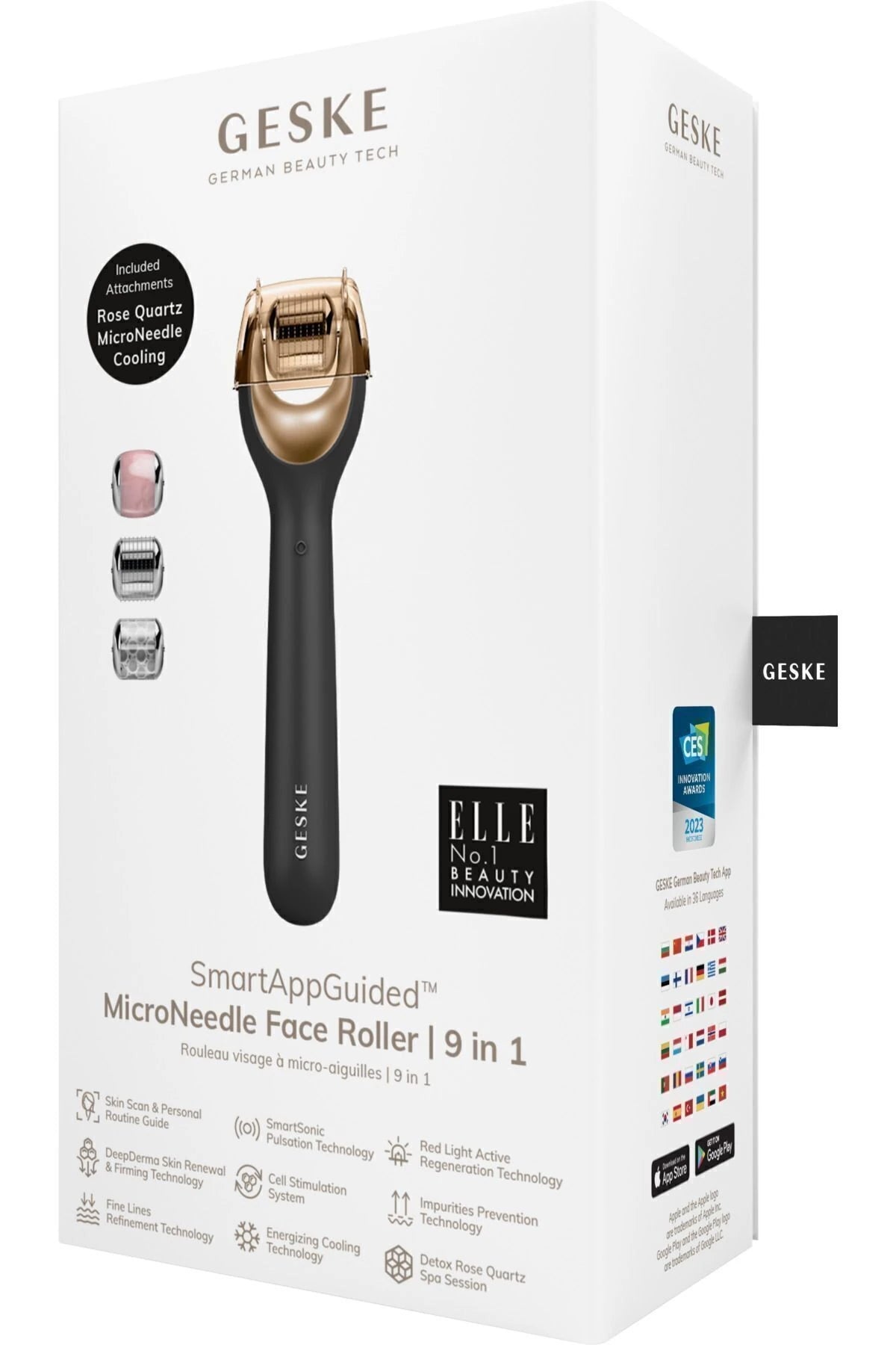 Geske-Mikro İğneli, Buz Başlığı, Pembe Kuvars Başlıklı Dermaroller Cihaz | Micro Needle Face Roller-Cilt Bakım Aletleri-23-Milagron.com