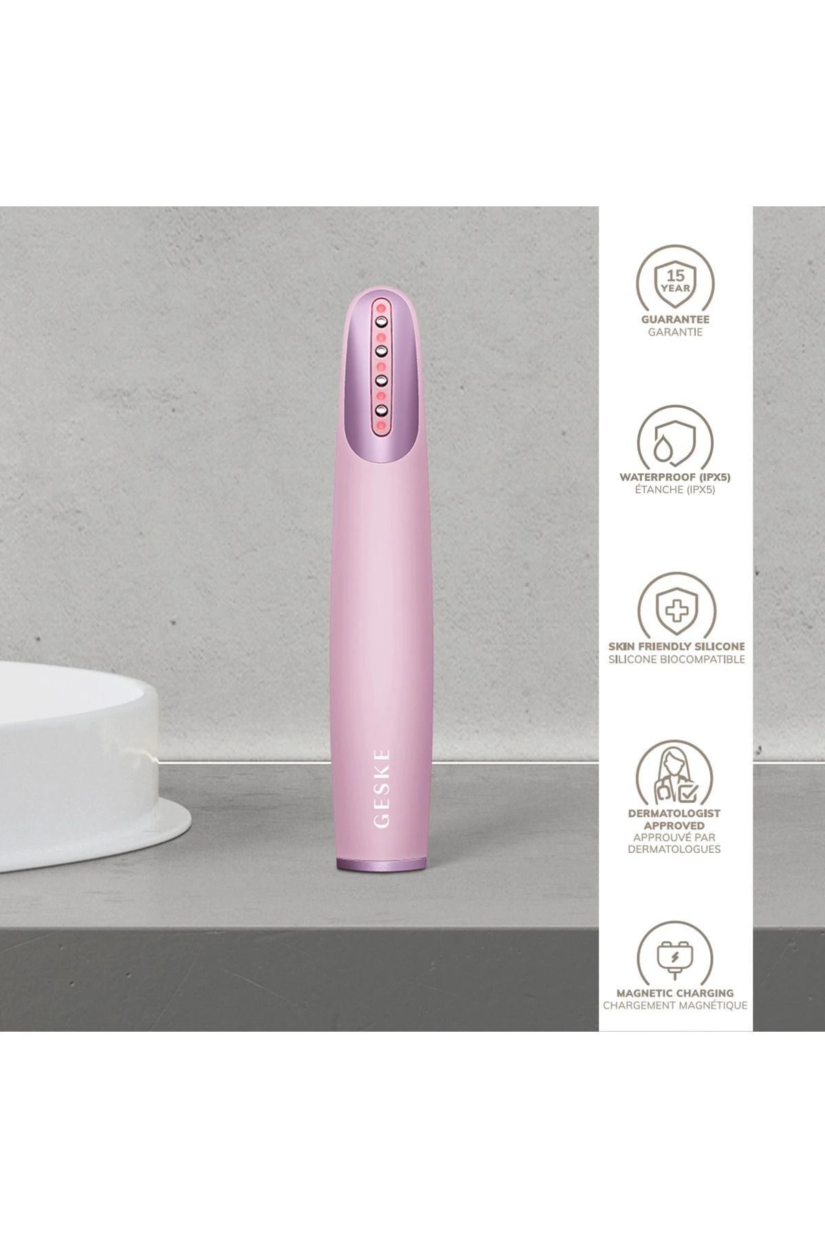 Geske-Titreşimli Kırmızı Led Terapili Sıkılaştırıcı Yüz Bakım Cihazı | Skin Firming Wand-Cilt Bakım Aletleri-10-Milagron.com