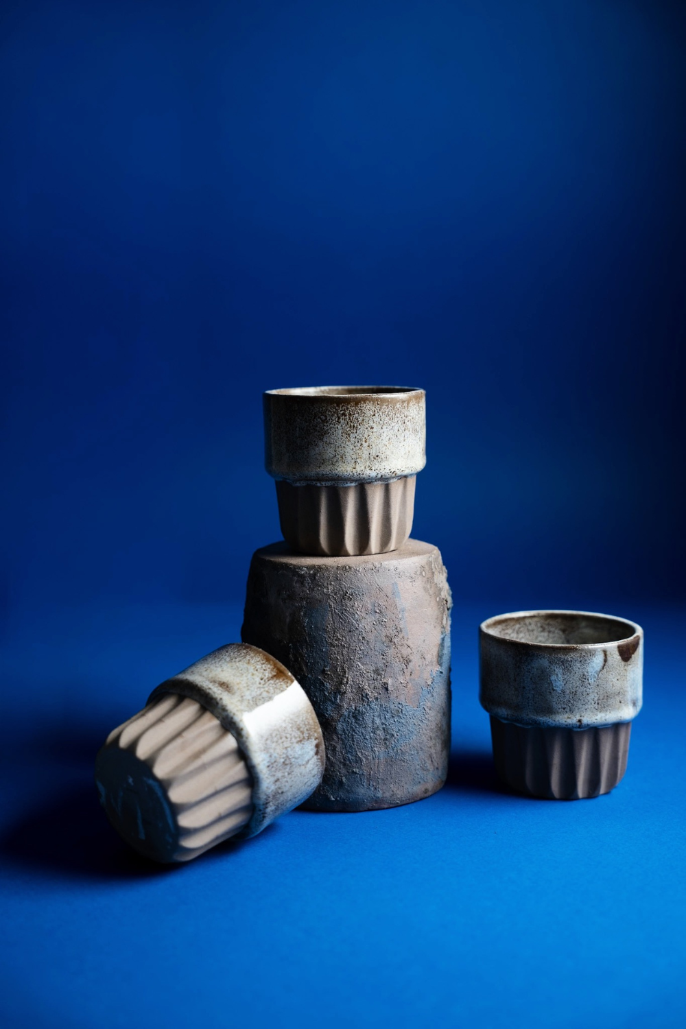 Orin Stoneware Bardak – Gri & Kahve & Beyaz - 3