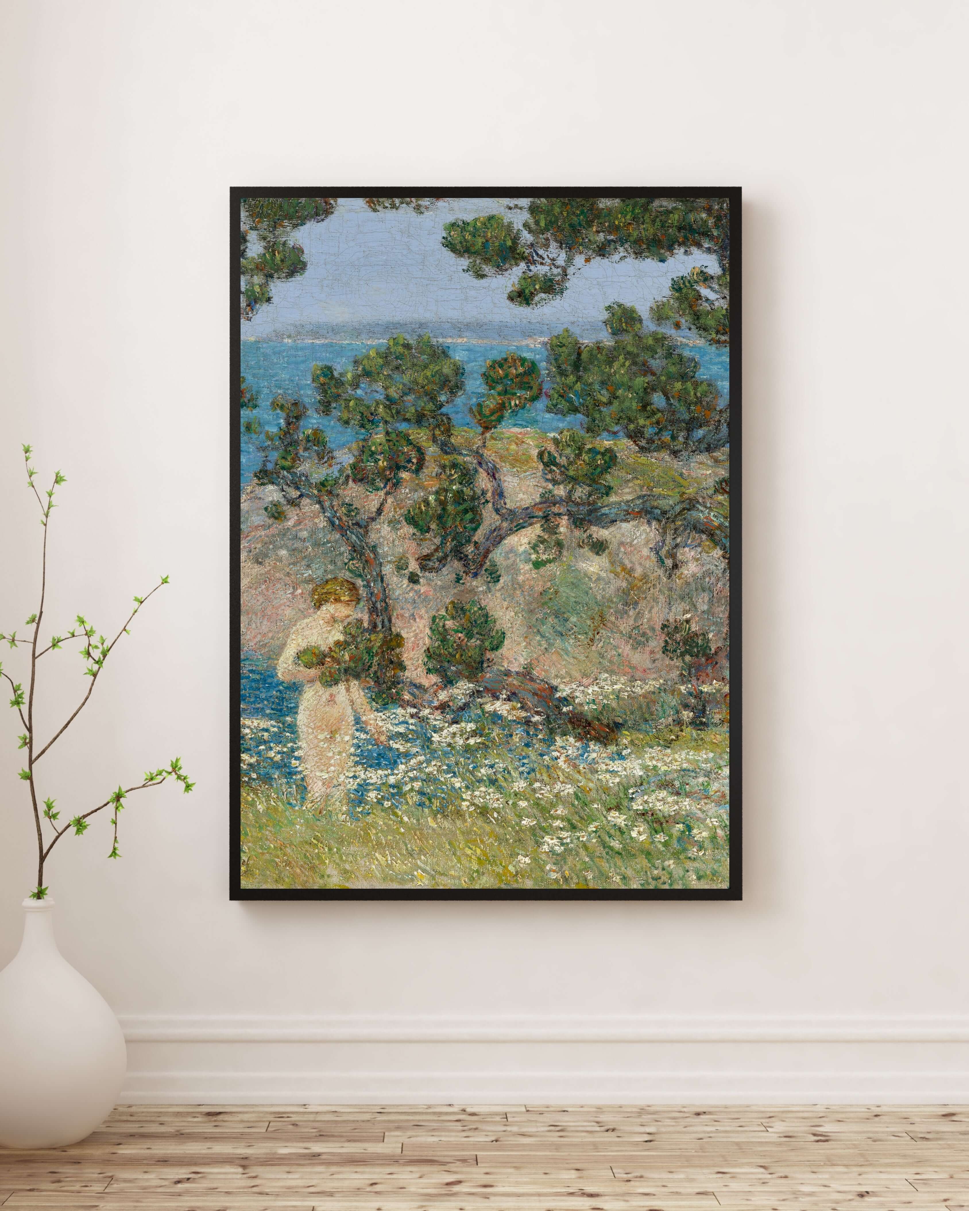 Childe Hassam - Mavi Deniz Ve Yıkanan Figür