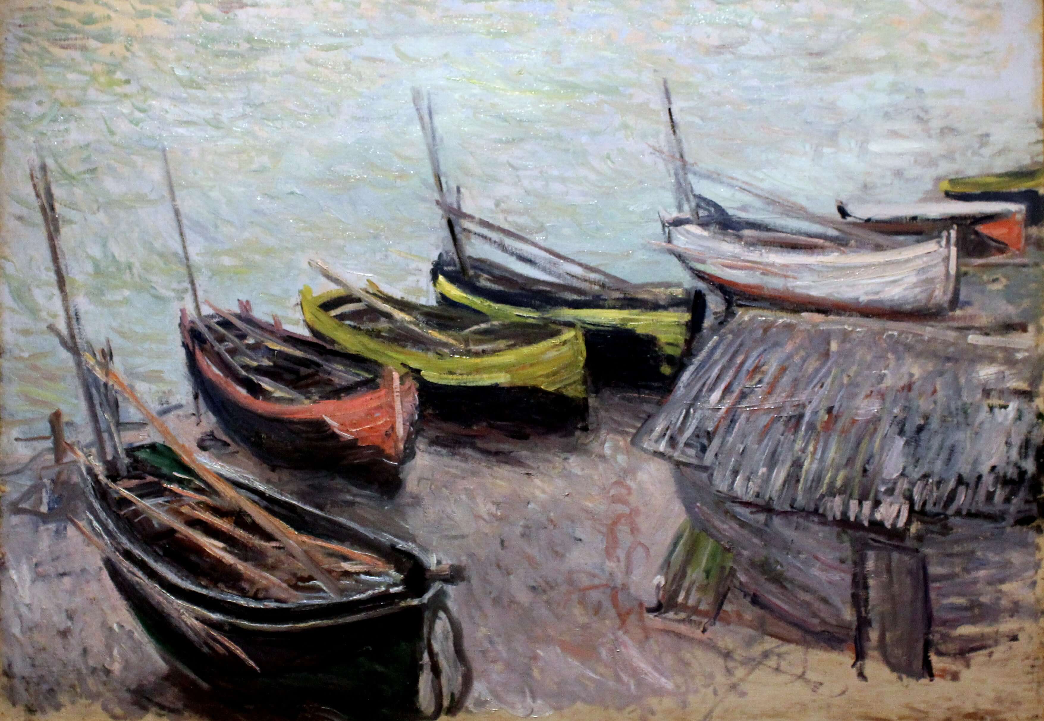 Claude Monet - Étretat Sahilinde Tekneler