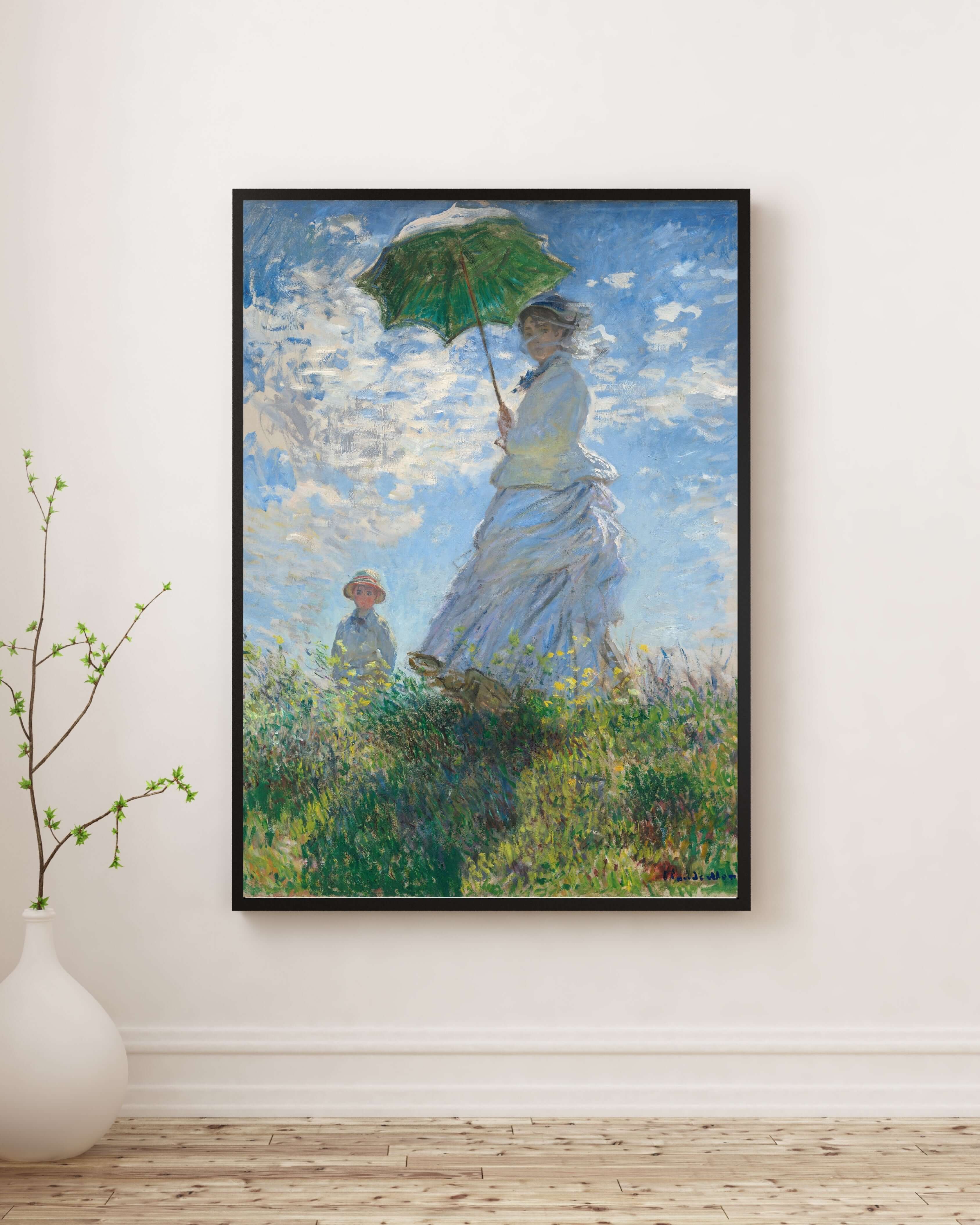 Claude Monet - Şemsiyeli Kadın Madame Monet Ve Oğlu