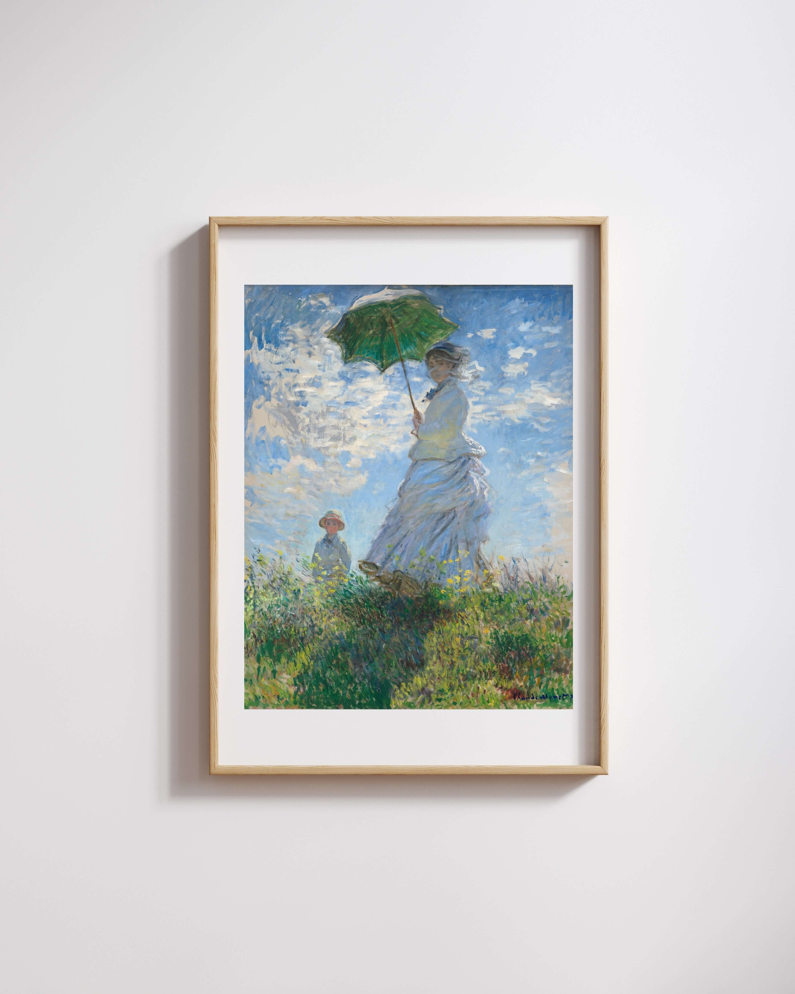Claude Monet - Şemsiyeli Kadın Madame Monet Ve Oğlu