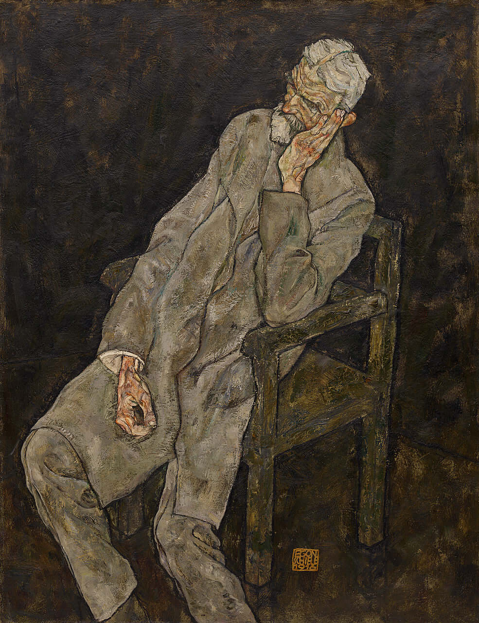 Egon Schiele - Yaşlı Bir Adamın Portresi Johann Harms