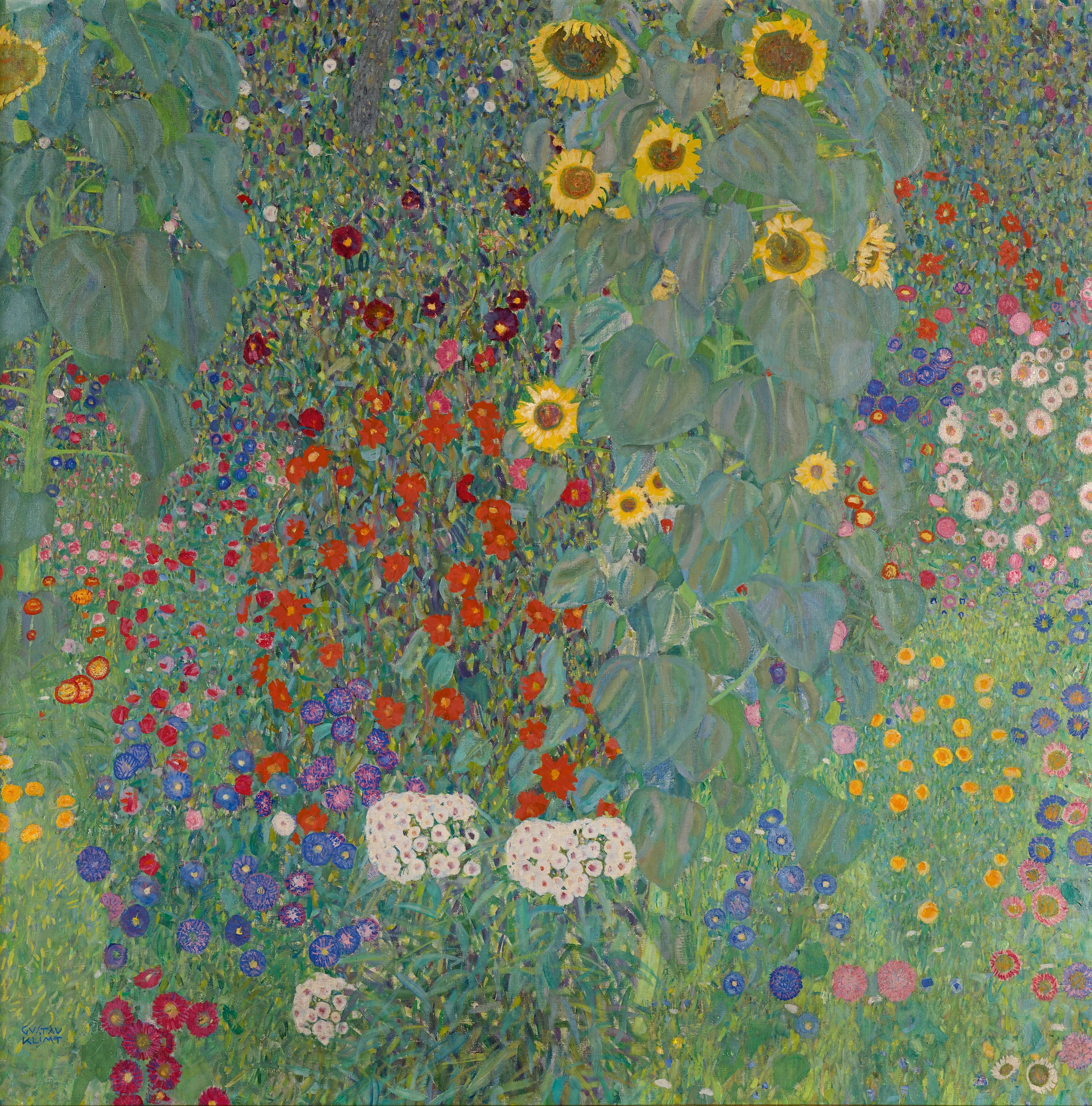 Gustav Klimt - Ayçiçekli Kır Evi Bahçesi