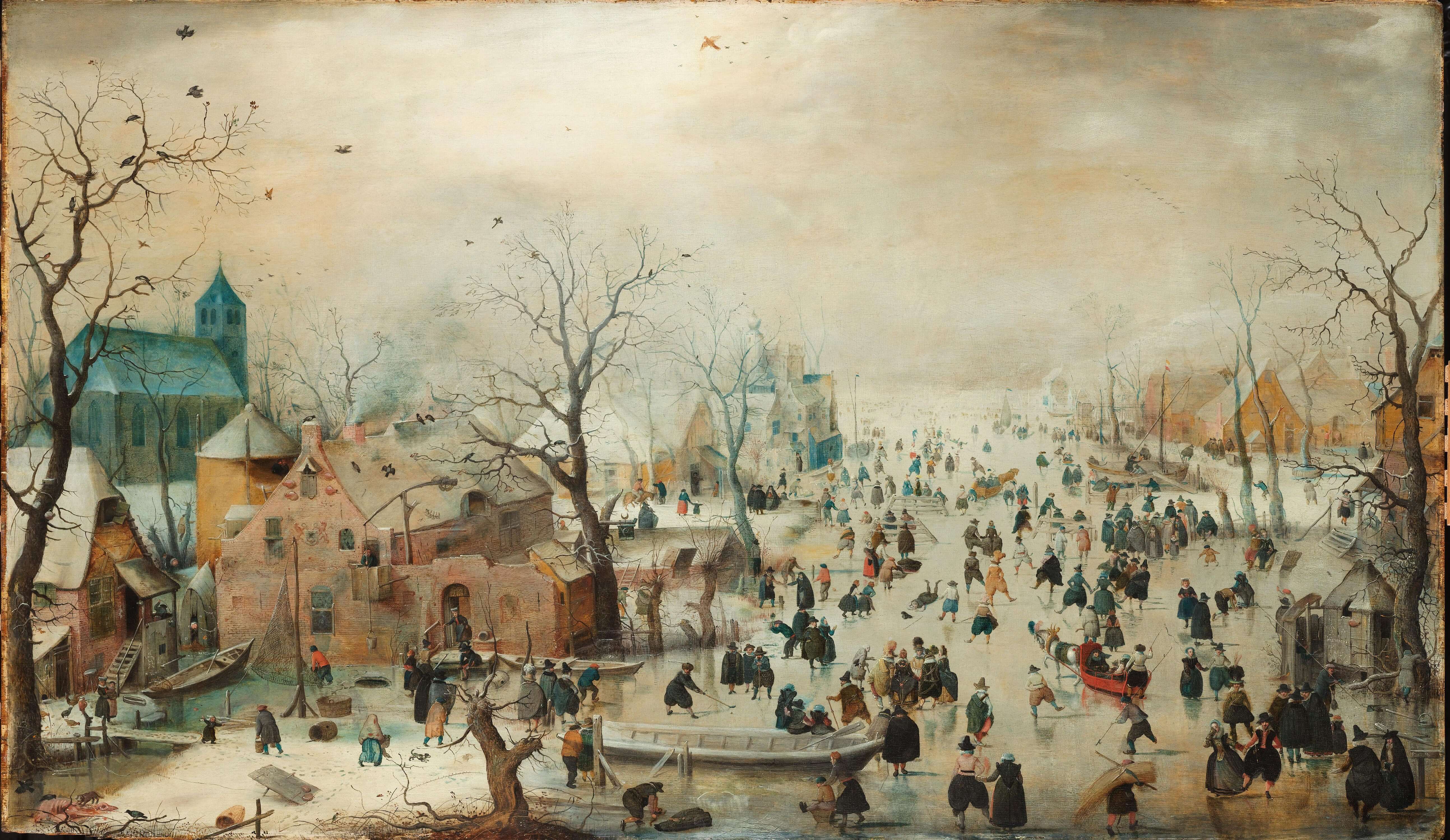 Hendrick Avercamp - Kızakçılarla Kış Manzarası