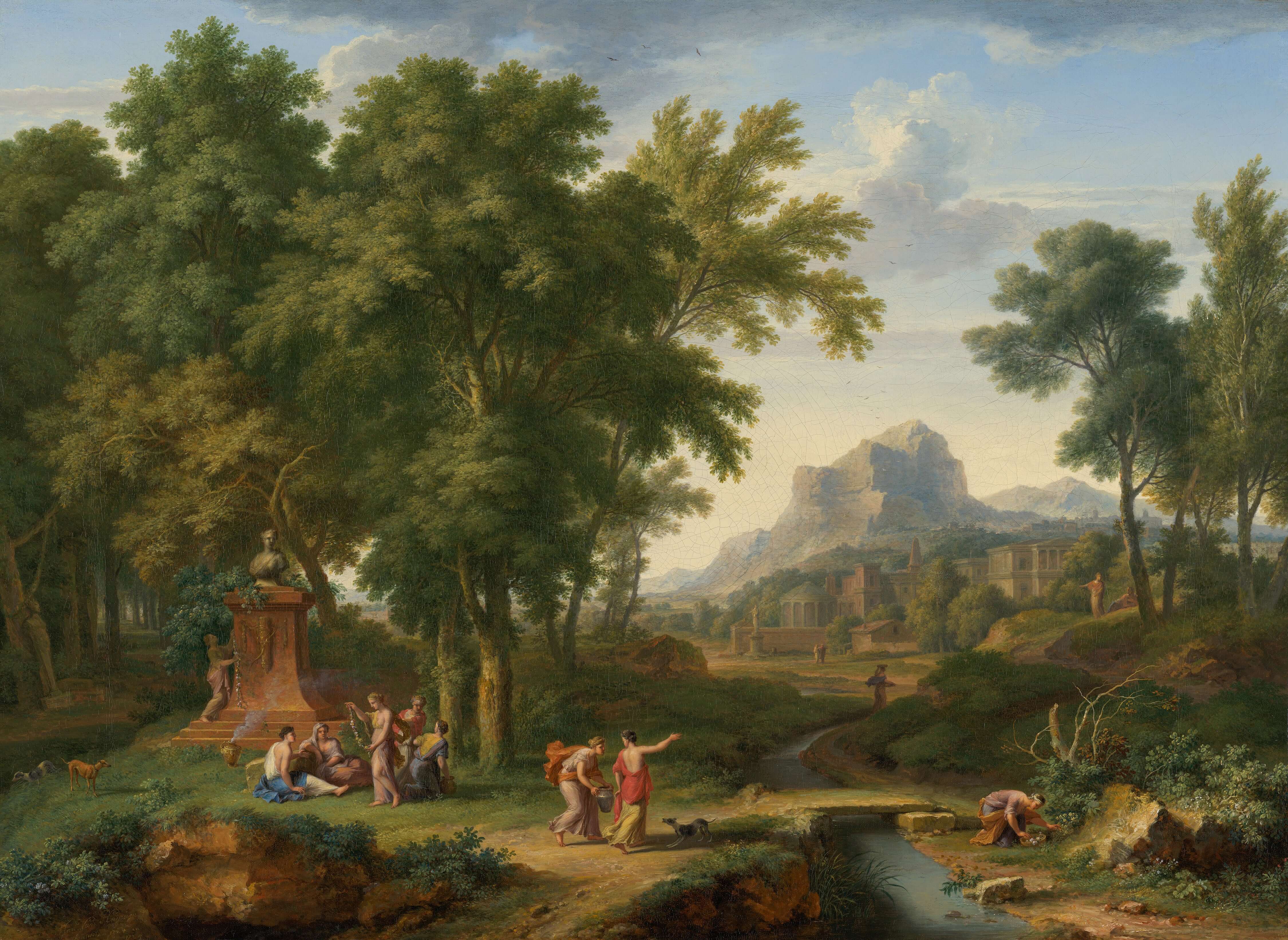 Jan Van Huysum - Flora Büstüyle Arkadya Manzarası