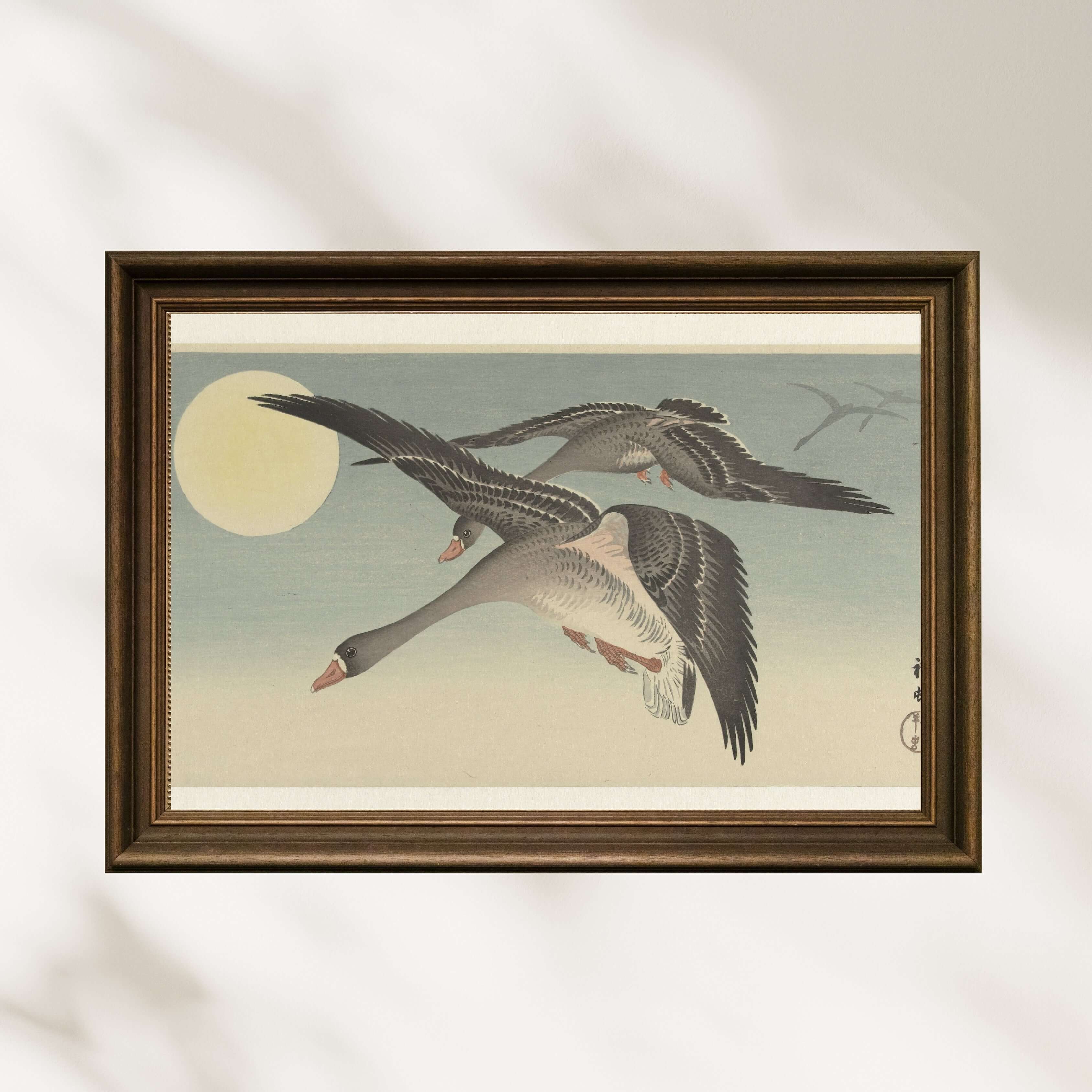 Ohara Koson - Dolunayda Kazlar